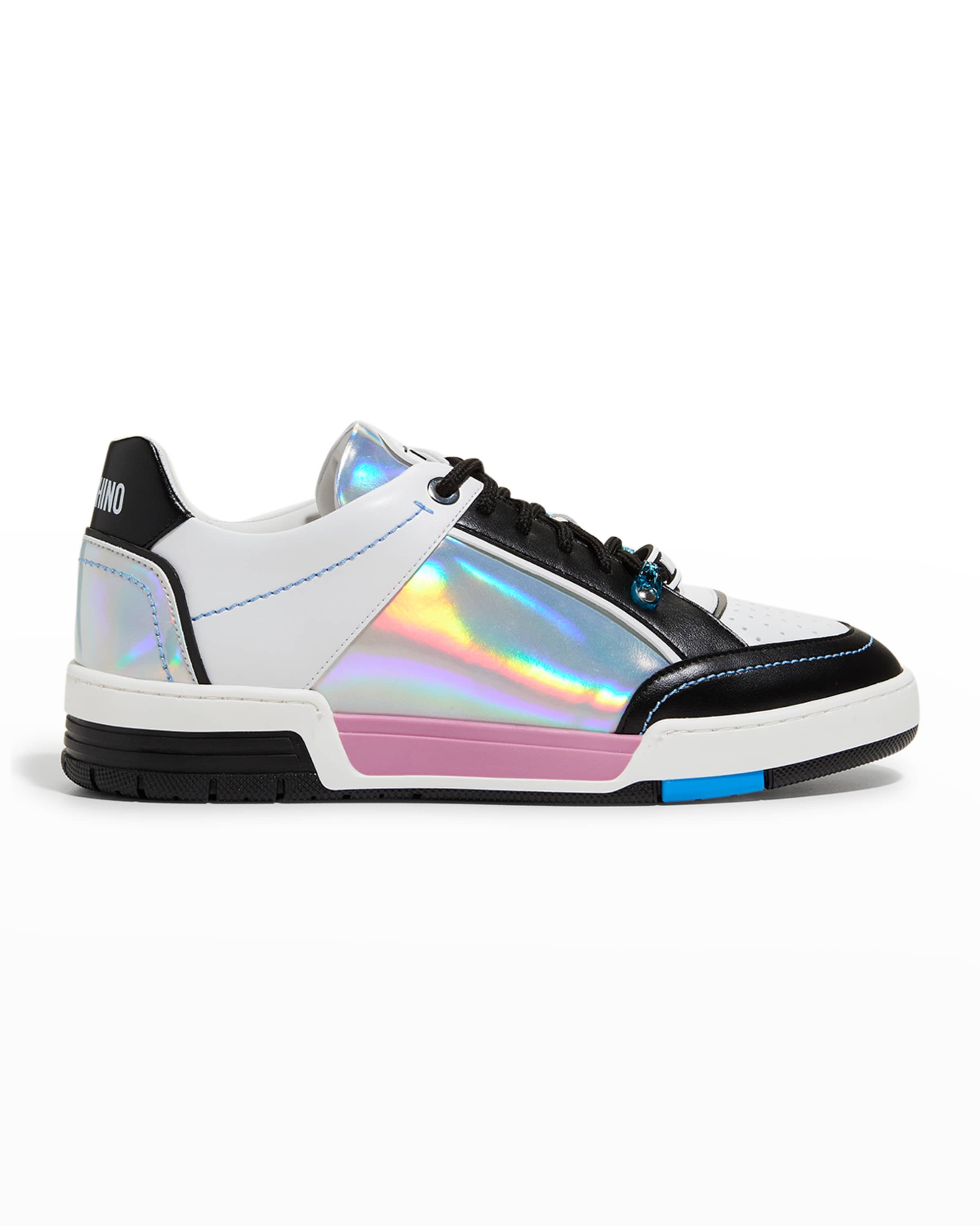 Men's Iridescent Colorblock Leather Low-Top Sneakers - 1