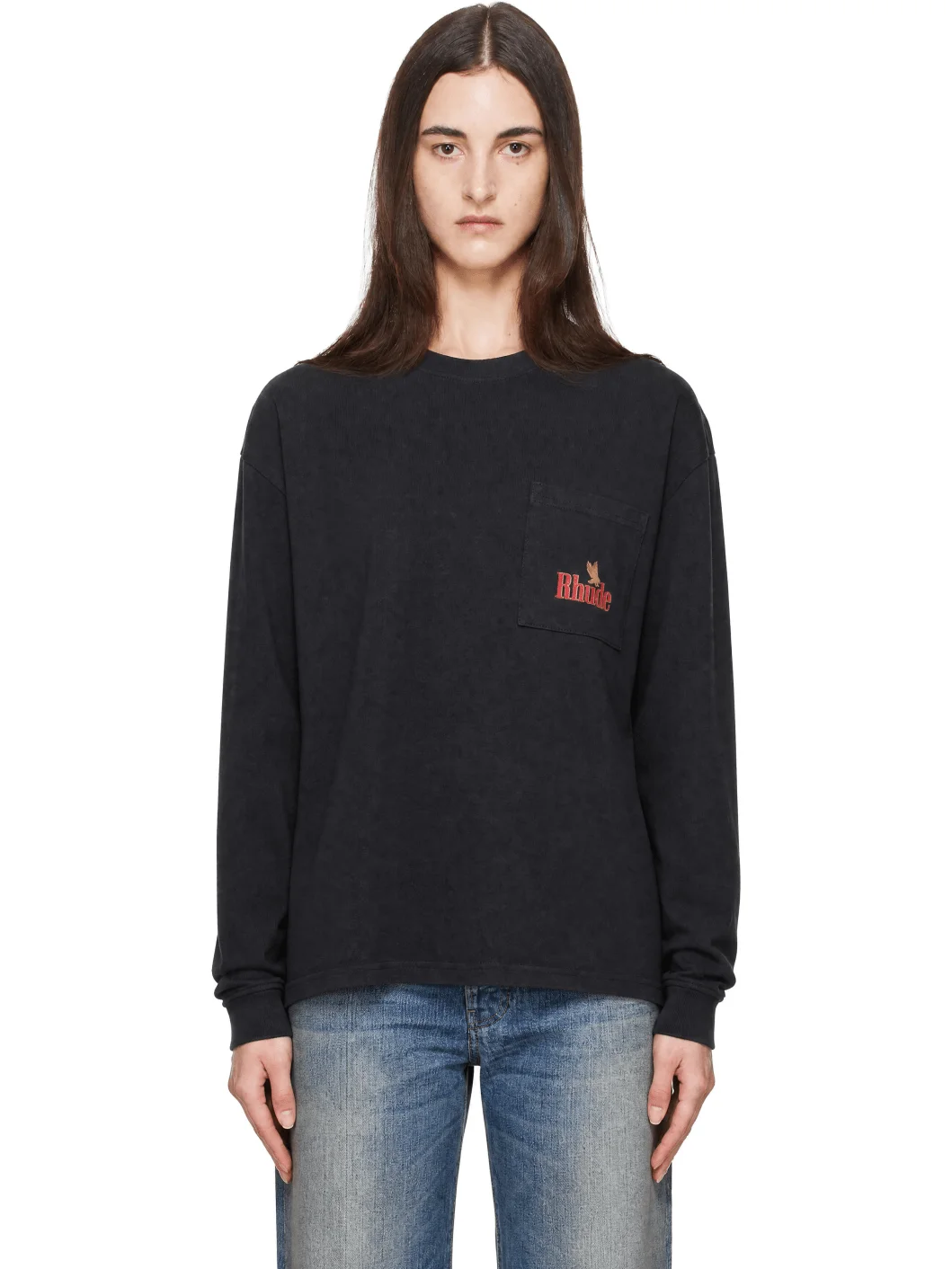 Black 'Rhude American Spirit' Pocket Long Sleeve T-shirt - 1