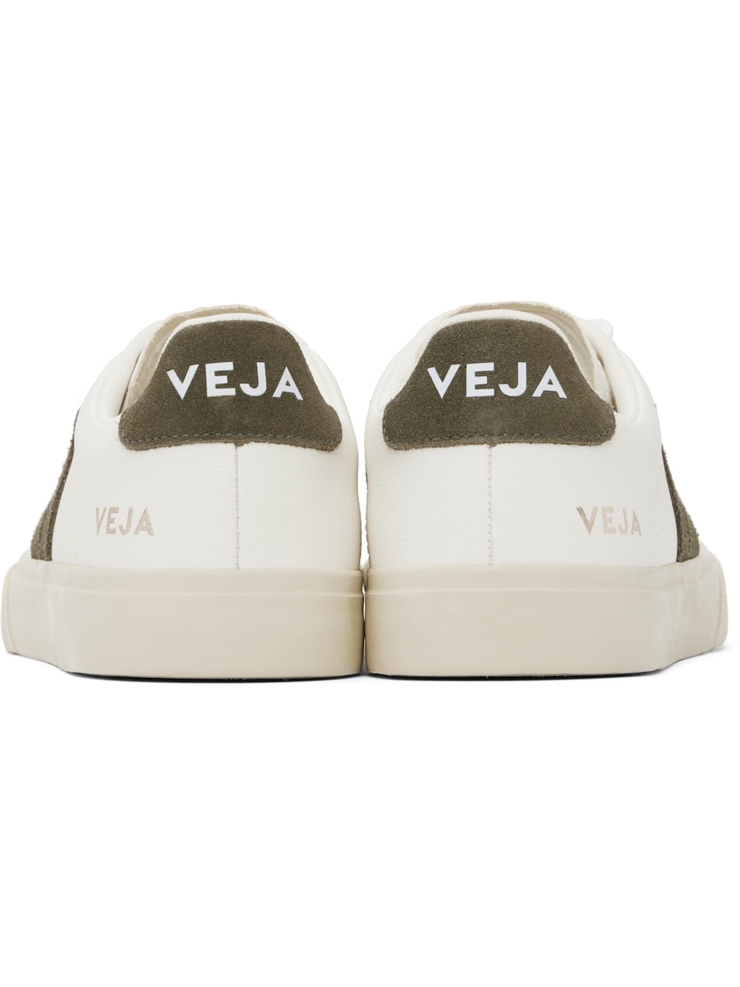 White & Khaki Campo Leather Sneakers - 2