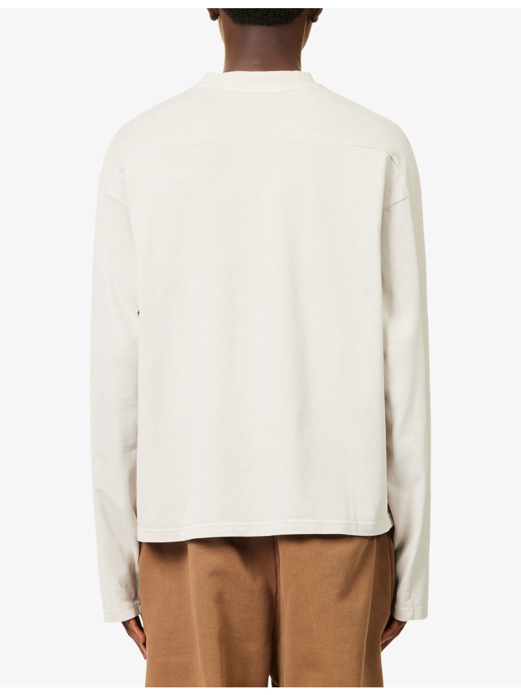 Long-Sleeve Washed Crewneck Cotton T-Shirt&nbsp; - 4