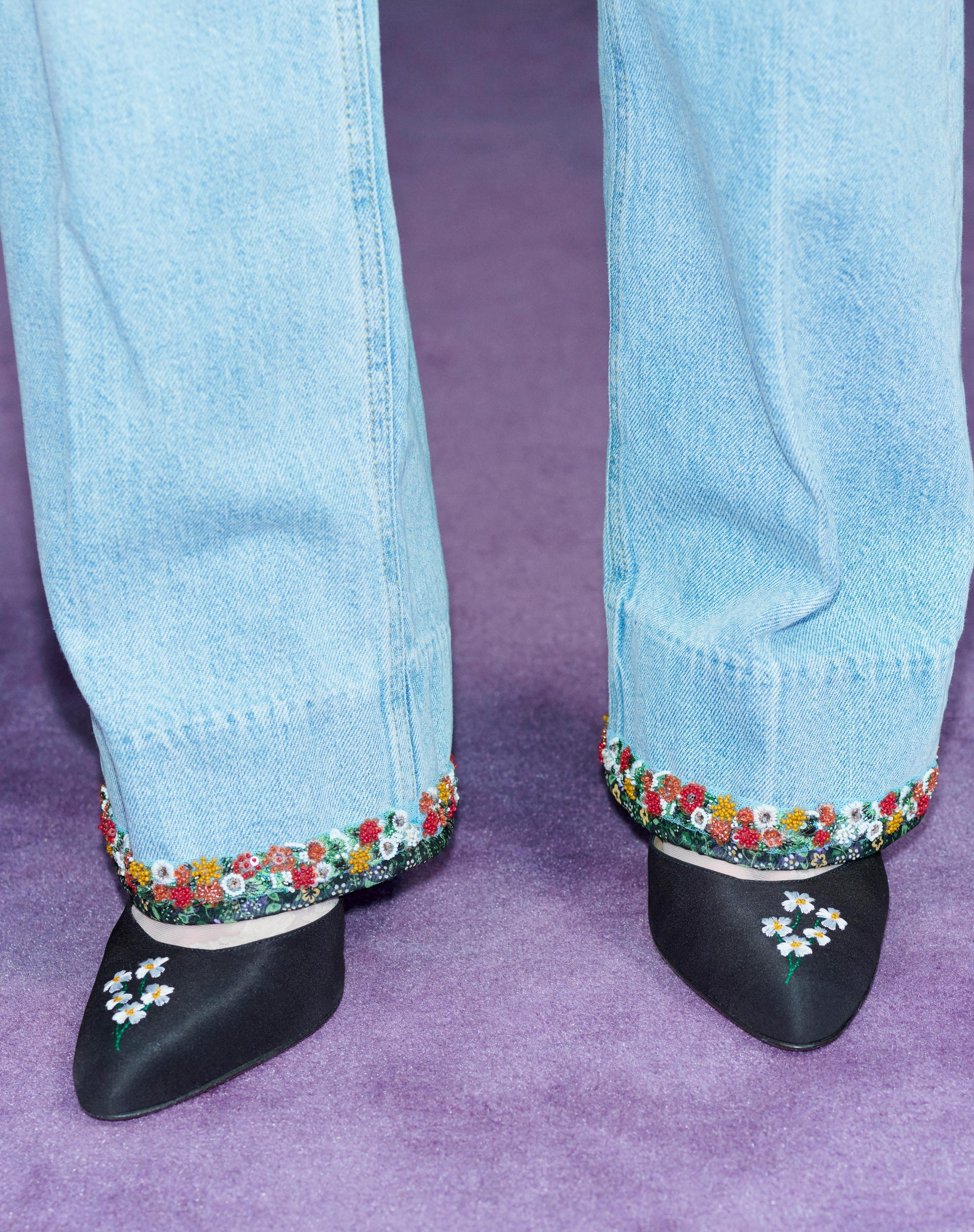 HI DOLLY FABRIC PUMPS WITH FLORAL EMBROIDERY 105MM - 8