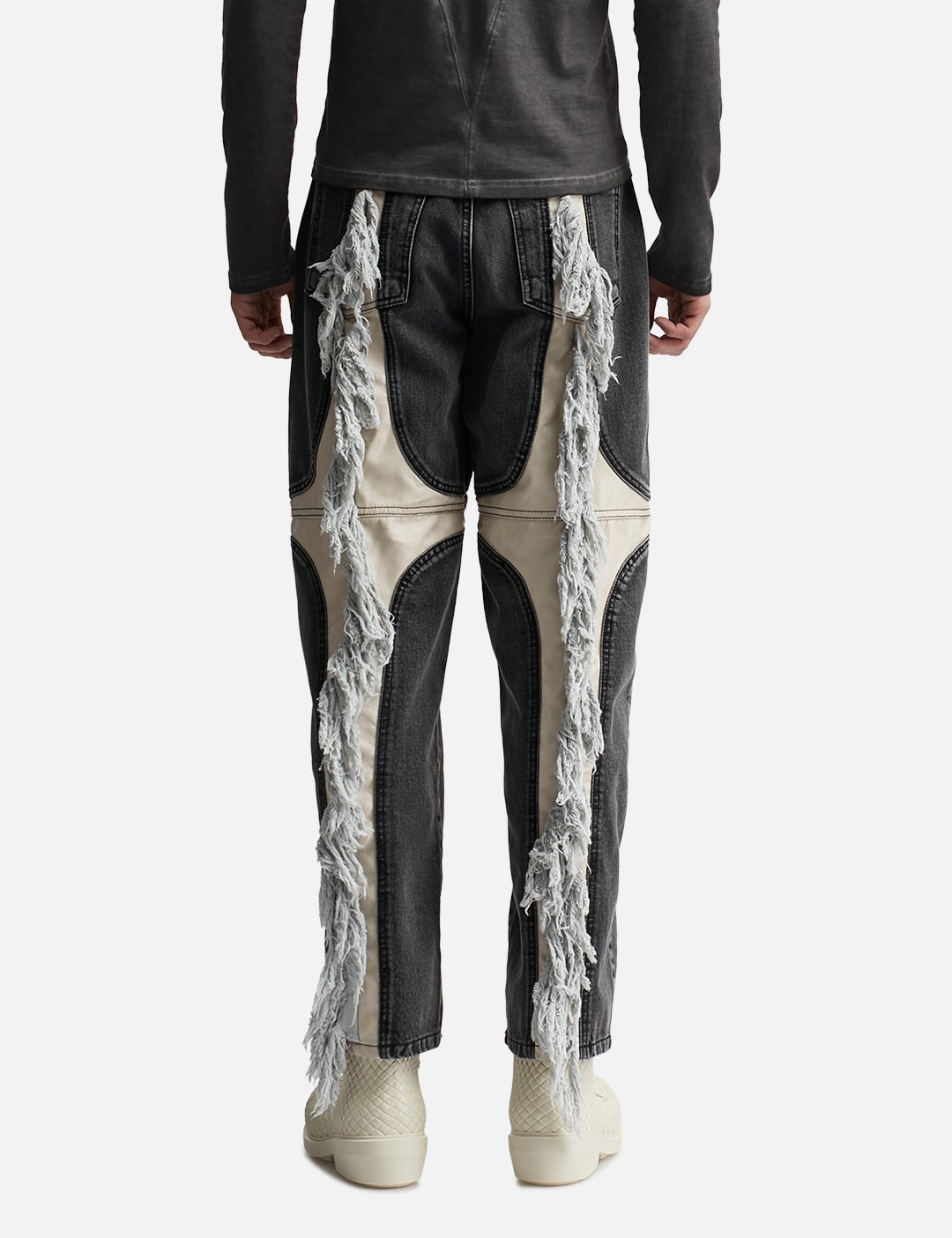 MOHICAN LEATHER DENIM PANTS - 4