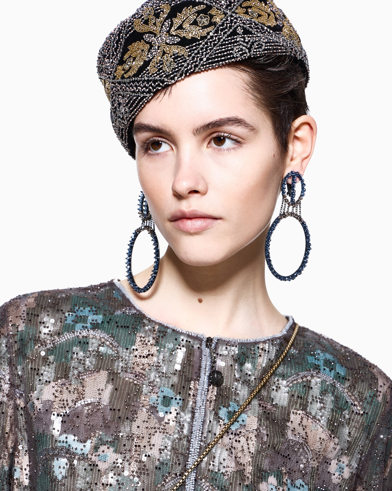 PENDANT HOOP EARRINGS WITH BEADS - 3