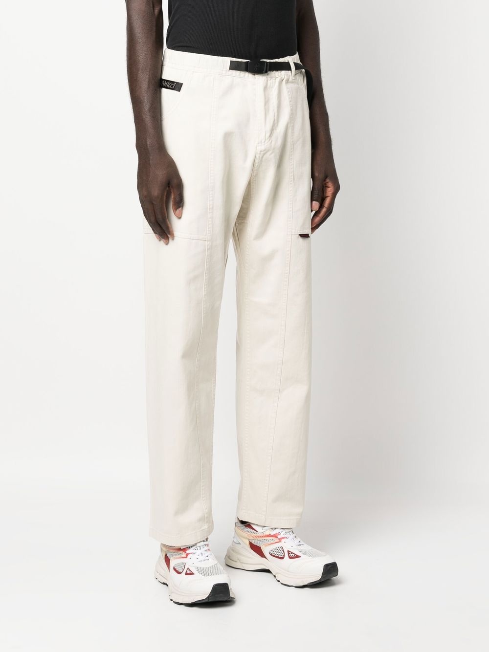 two-pocket buckled straight trousers - 3