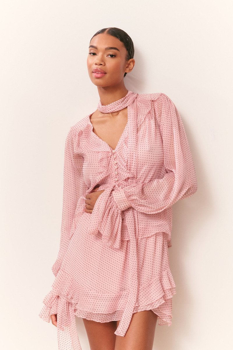 LoveShackFancy Renza Polka Dot Mini Skirt outlook