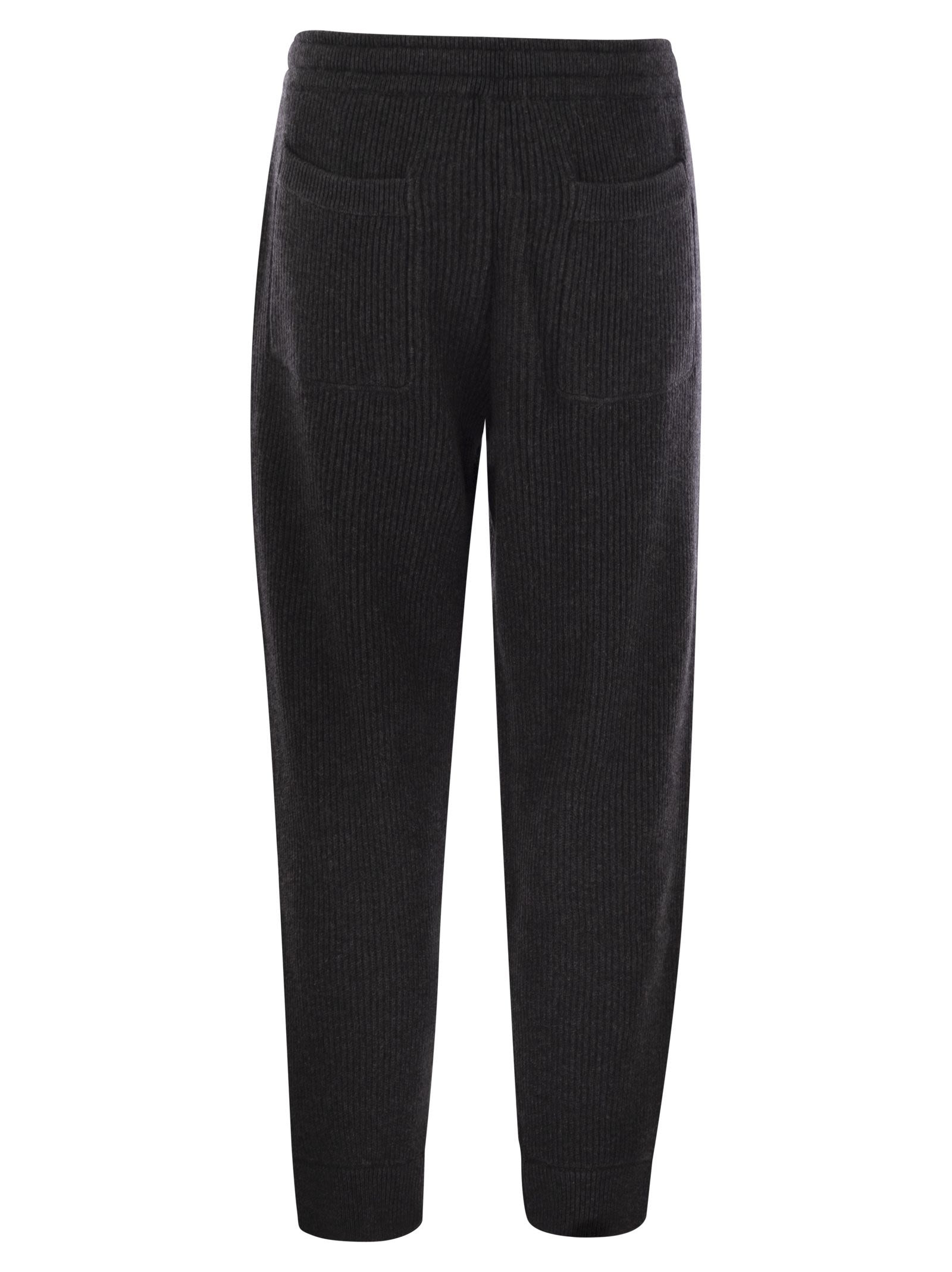 Brunello Cucinelli Men Cashmere Rib Knit Joggers With Drawstring - 2