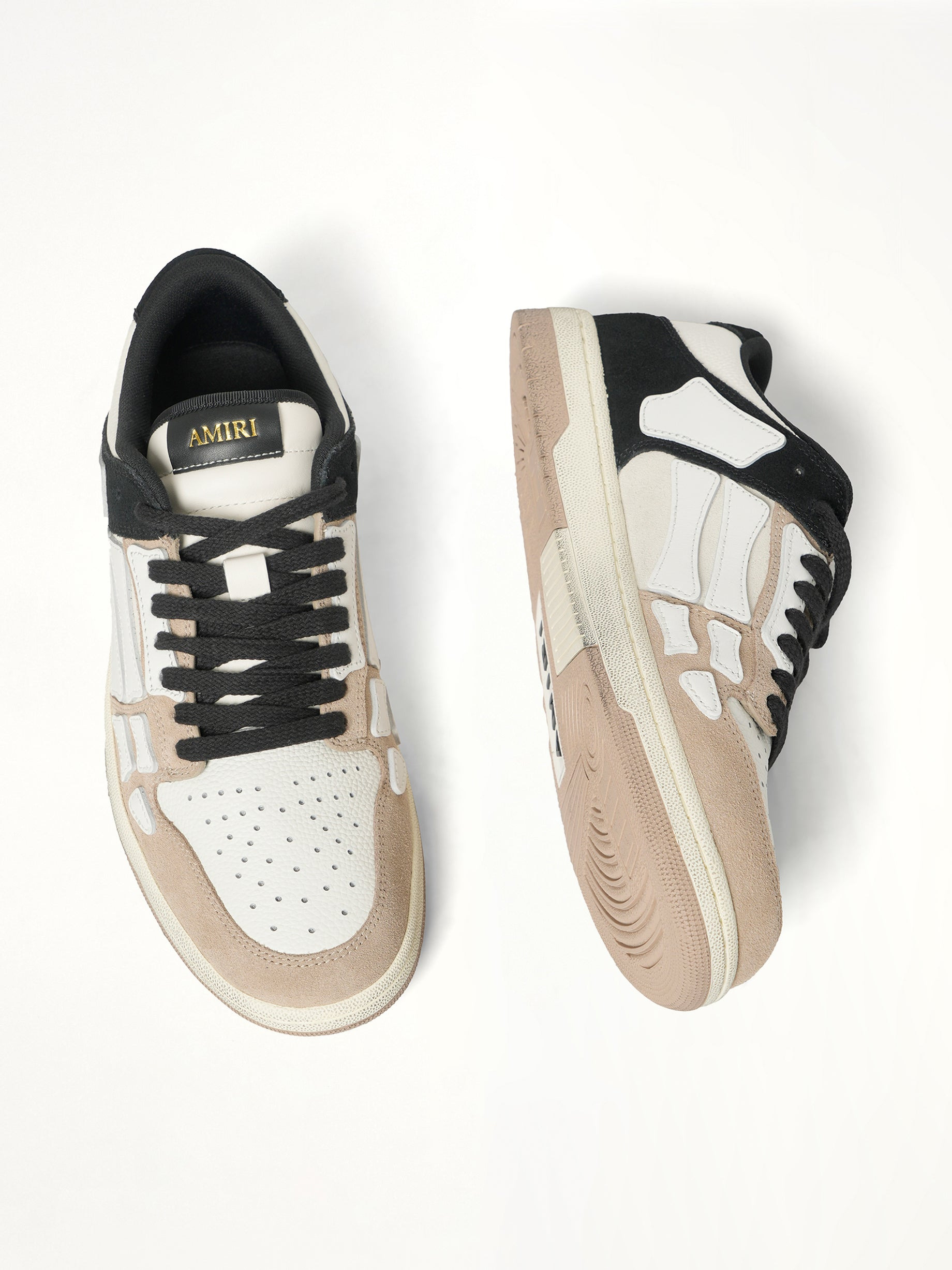 Distressed Skeleton Low Top Sneaker in Black - 4