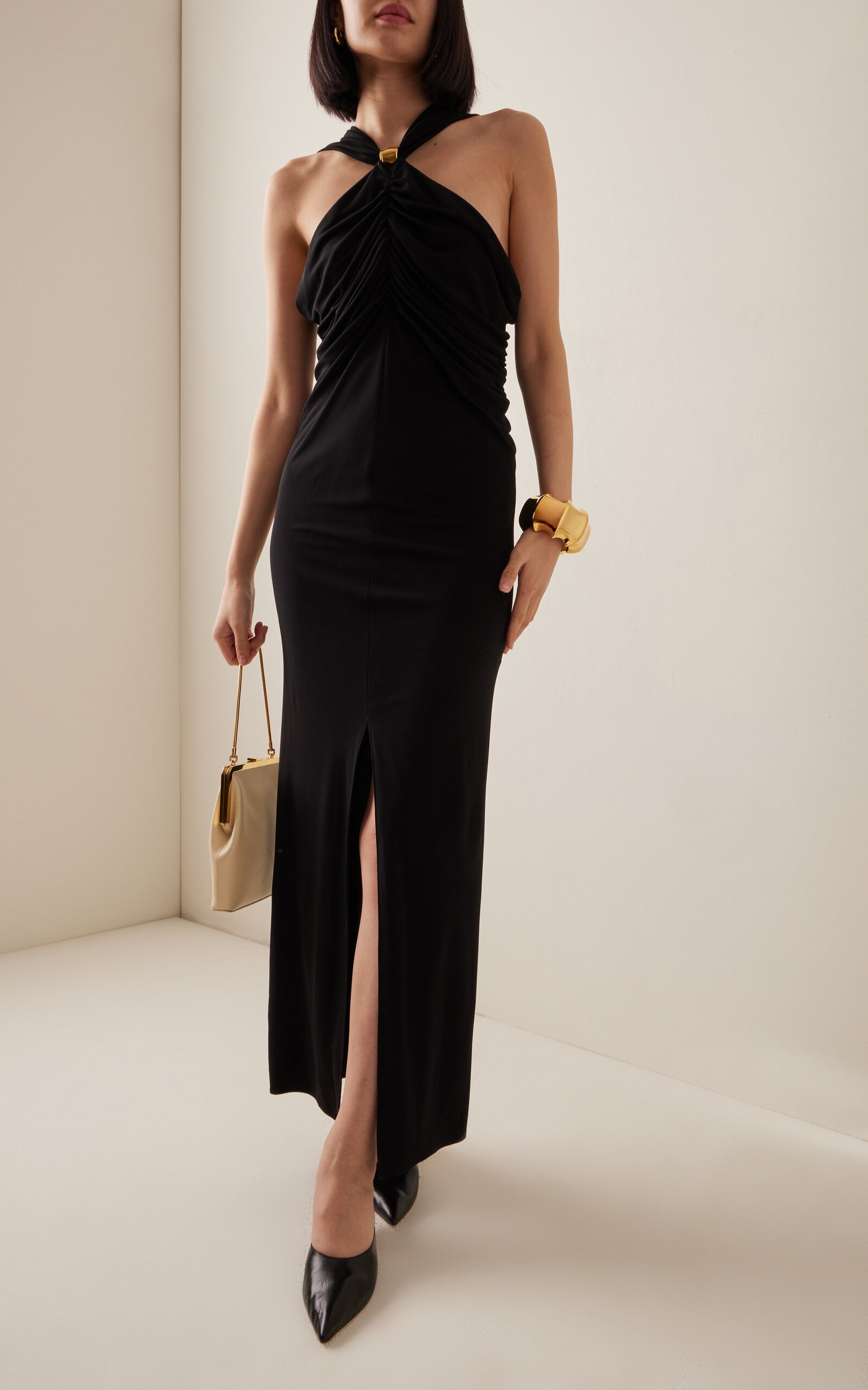 Marlene Gathered Jersey Maxi Dress black - 3