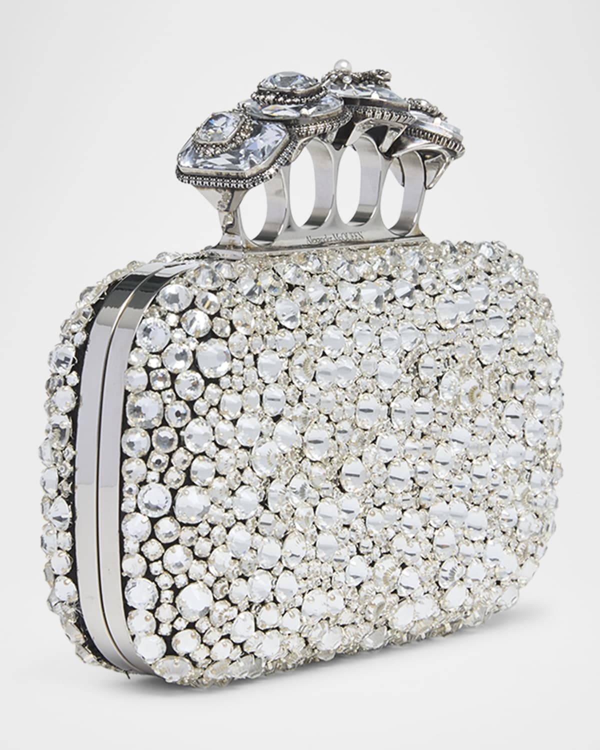Skull Spider Four Ring Crystal Clutch Bag - 3