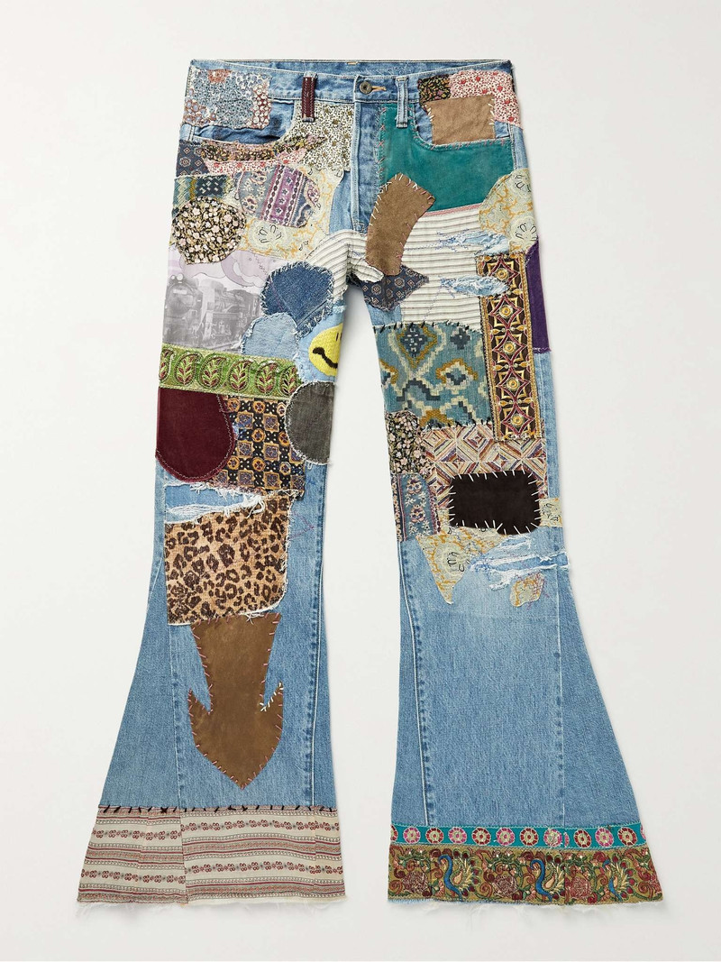 Flared Distressed Embellished Jeans 1