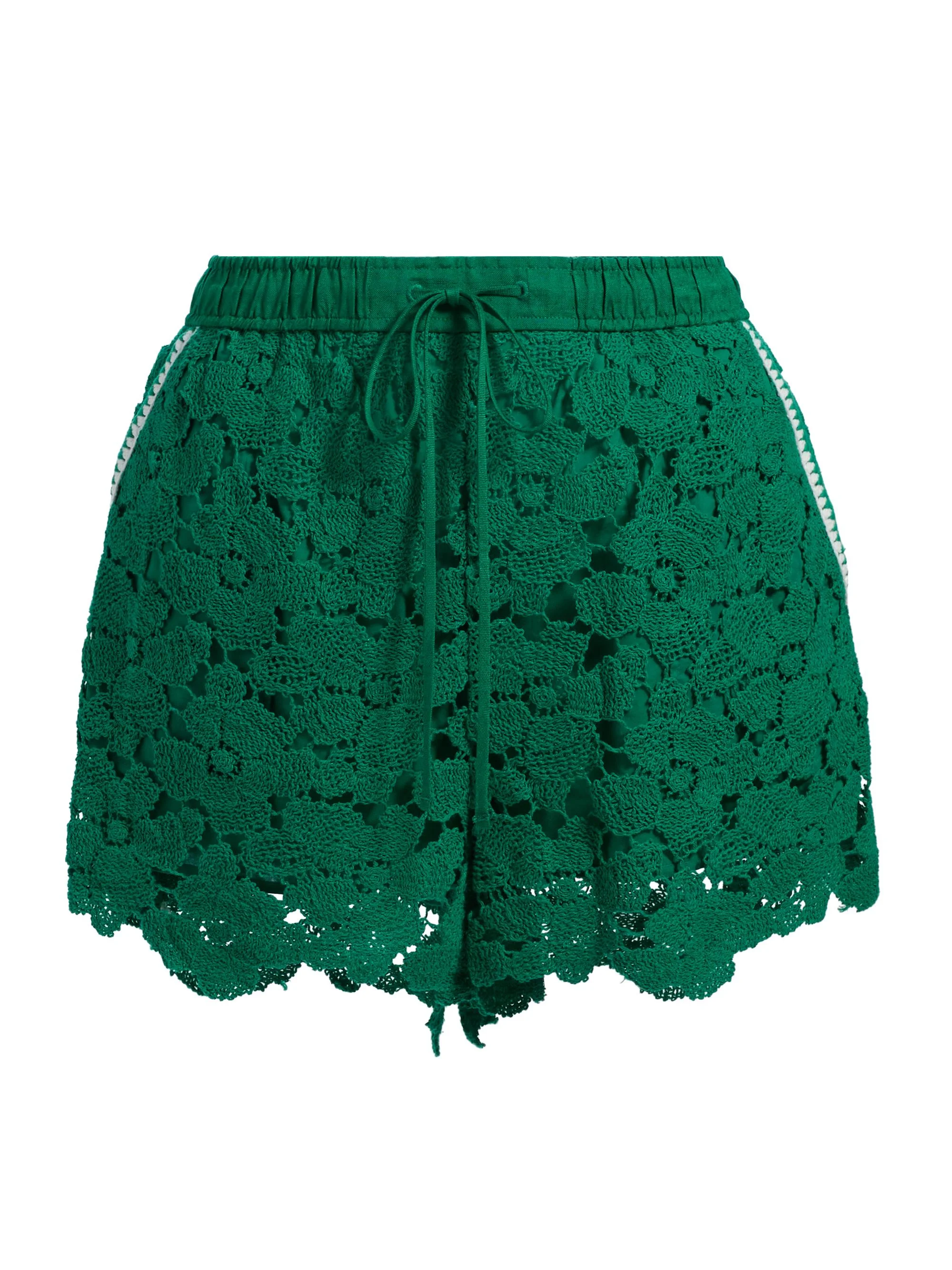 Women's Holly Lace Drawstring Shorts - Kelly Green - 1