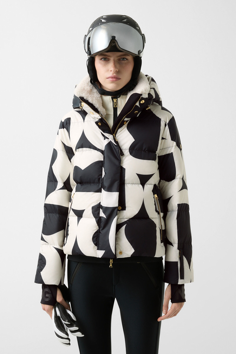 Maja down ski jacket in Black/Off-White 2