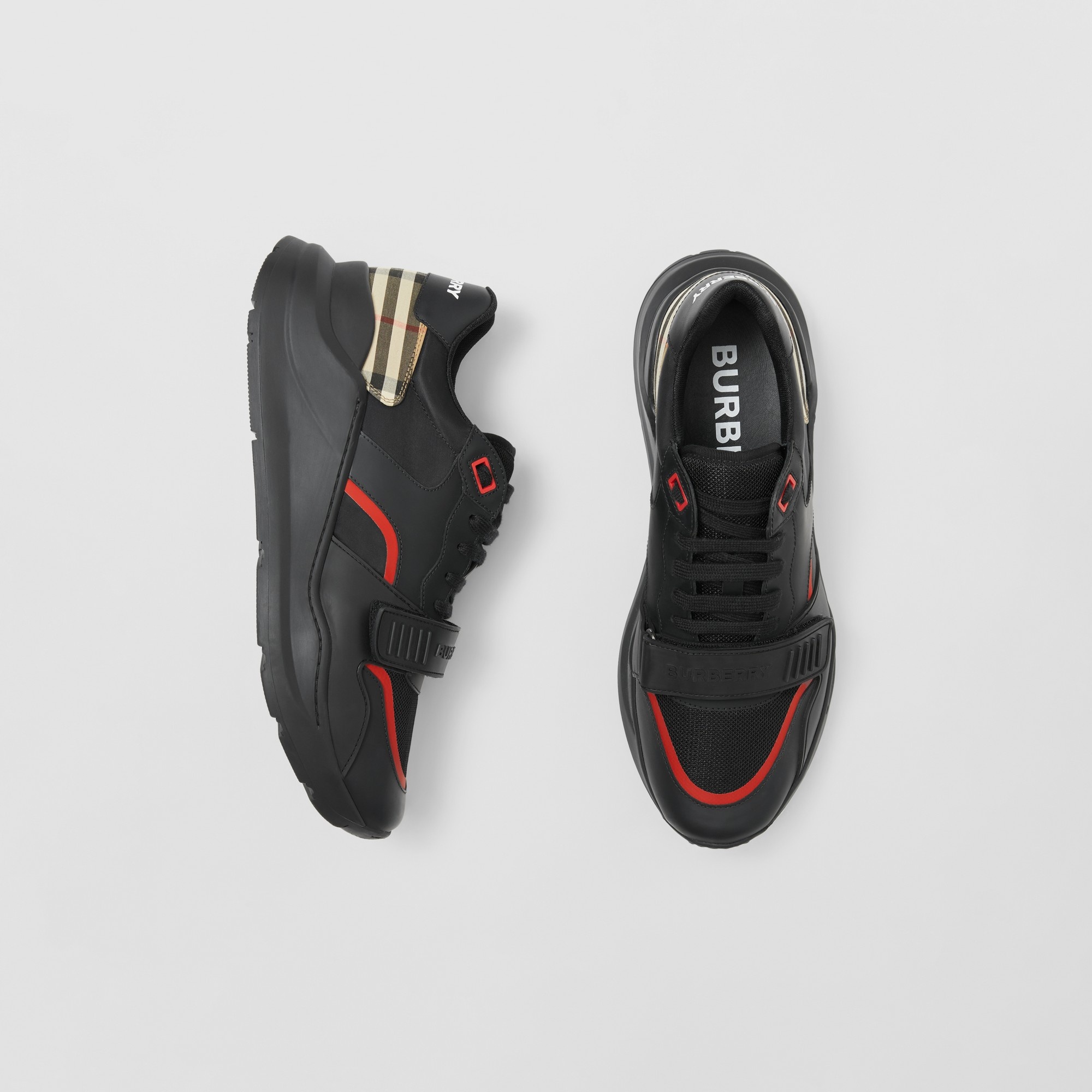 Leather, Nylon and Vintage Check Sneakers - 7