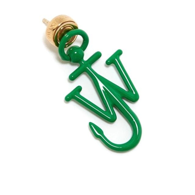 Gold and green asymmetrical Anchor earrings - 2