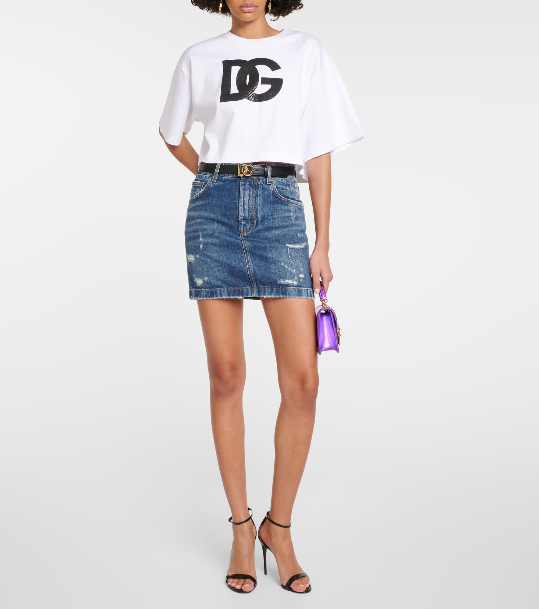 Distressed denim miniskirt - 2
