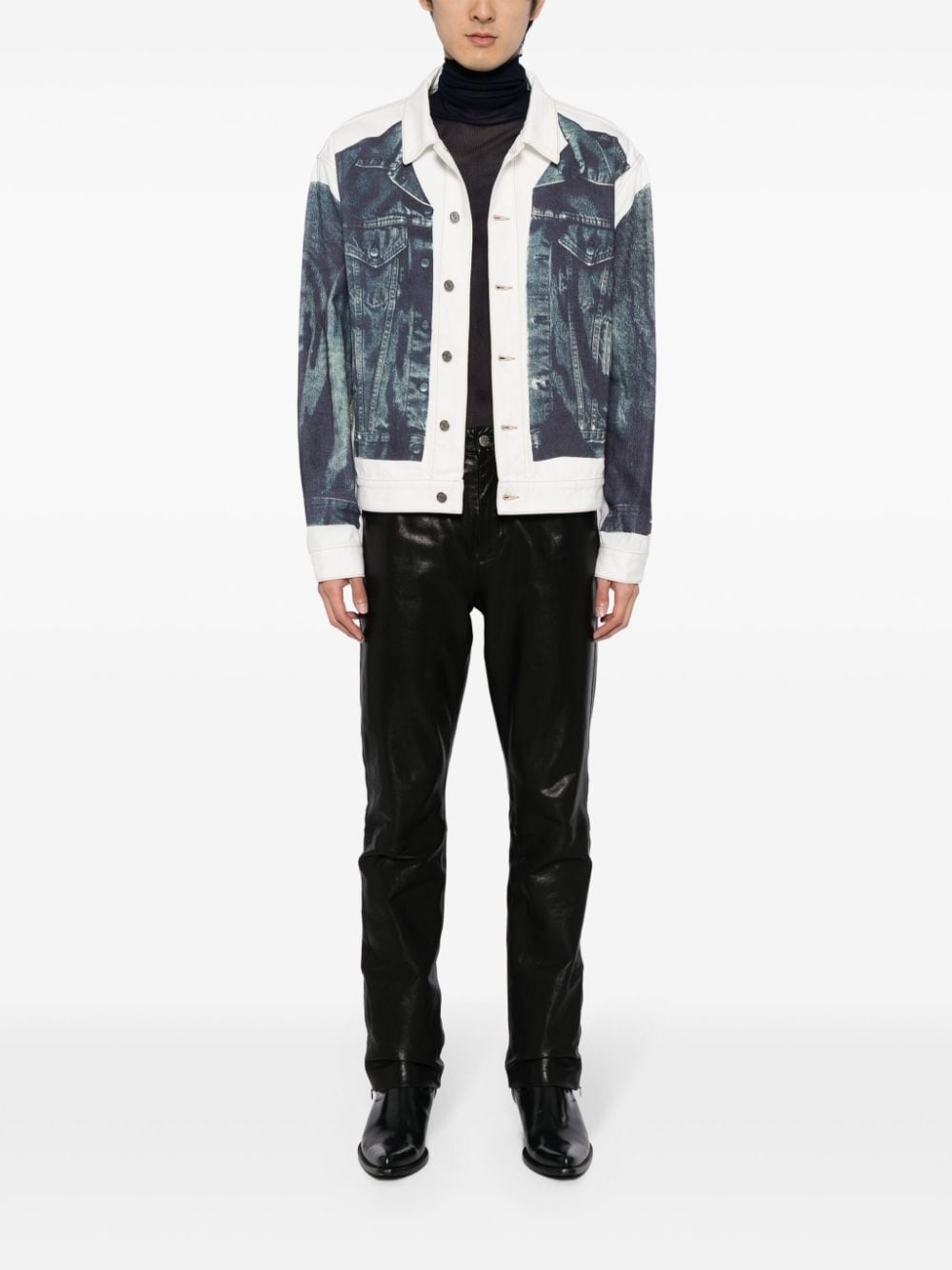 trompe l'oeil-print cotton jacket - 4