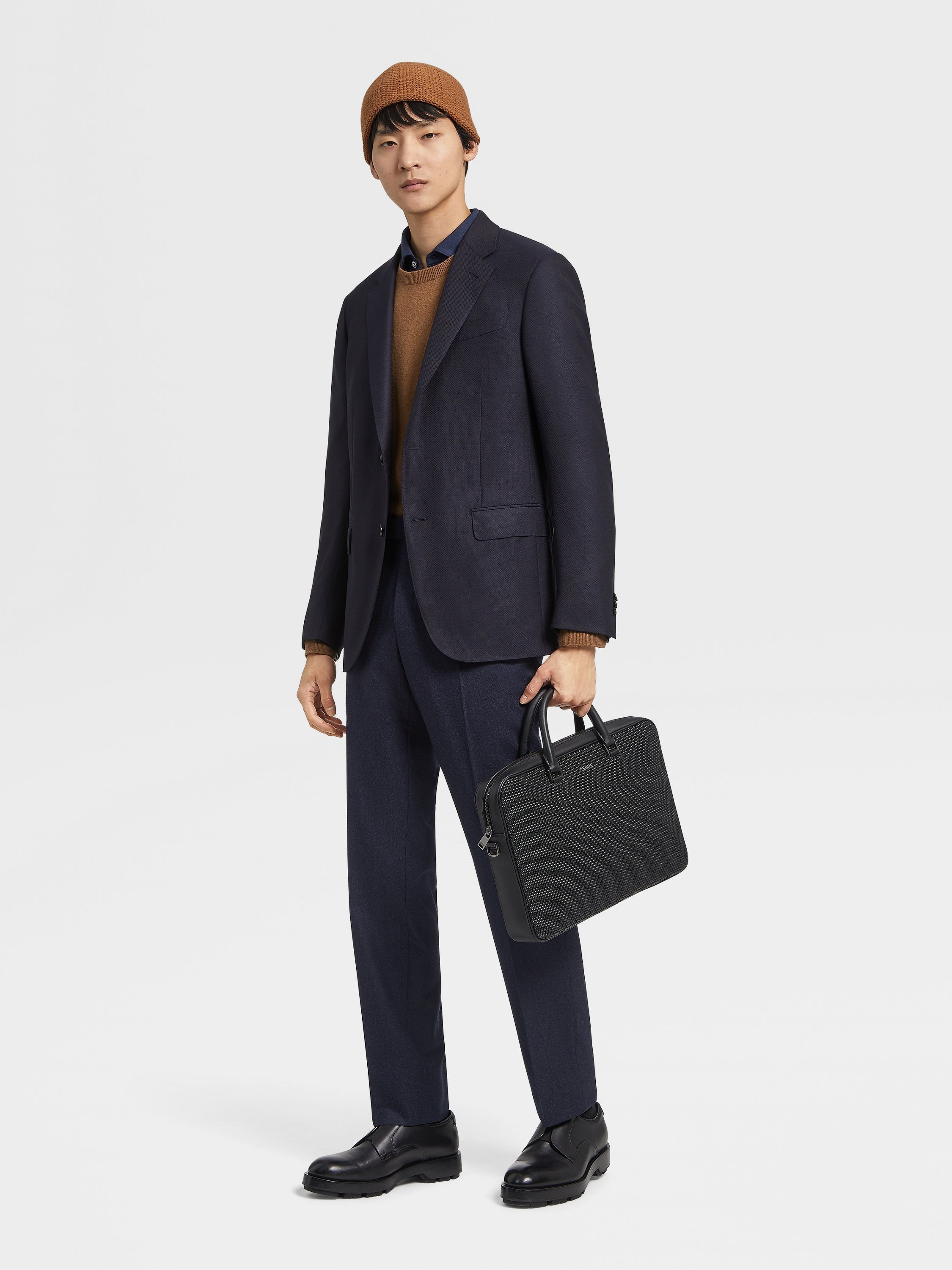 DARK BLUE WOOL TROUSERS - 5