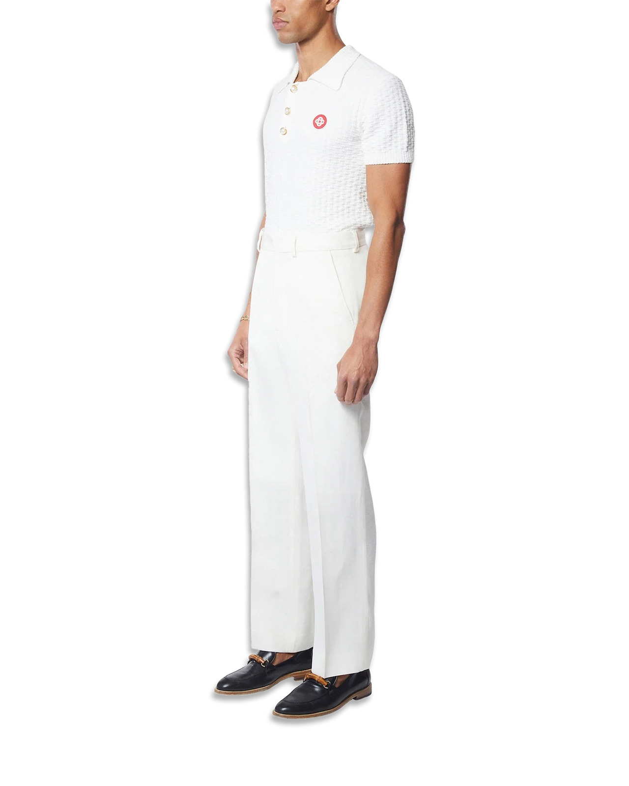 Off-White Silk Suiting Wide Leg Trousers - 3
