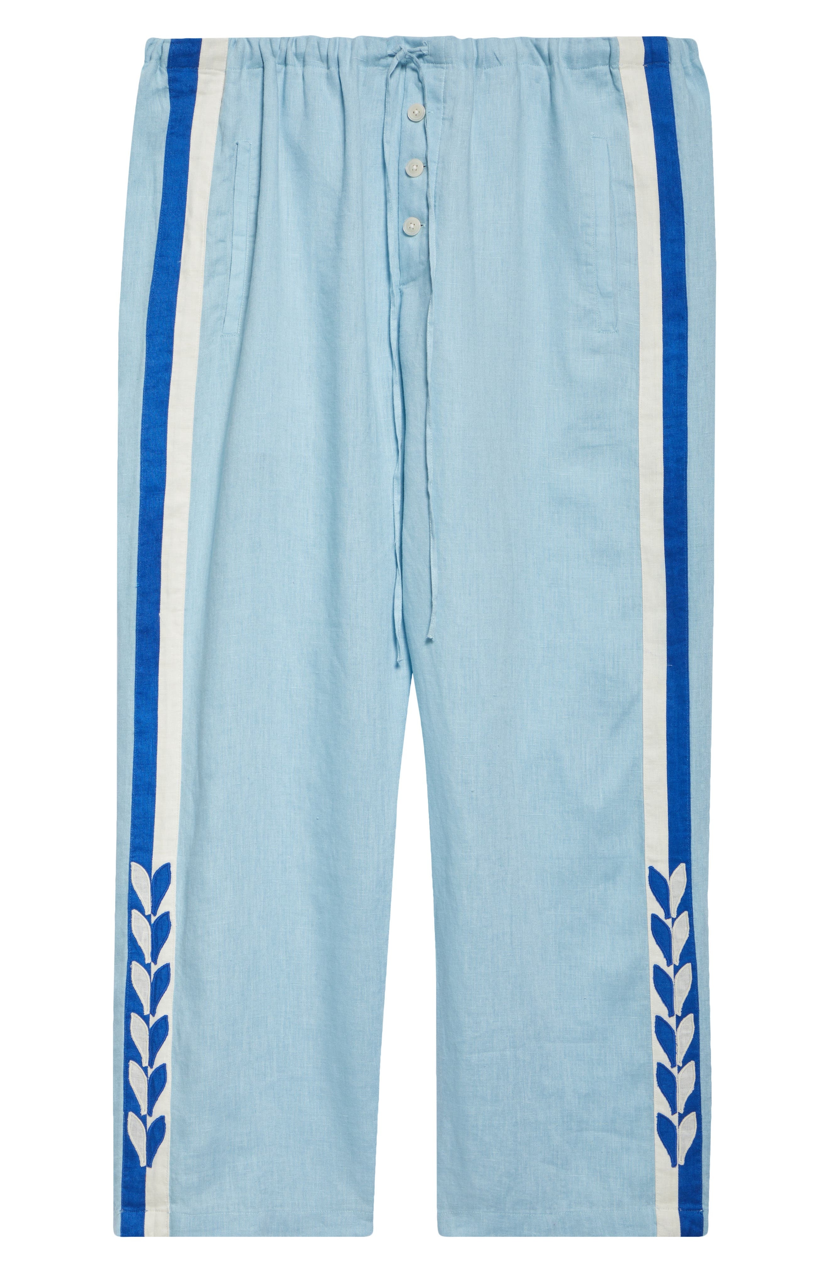 Bode Seedling Stripe Pajama Pants in White/Blue at Nordstrom - 6