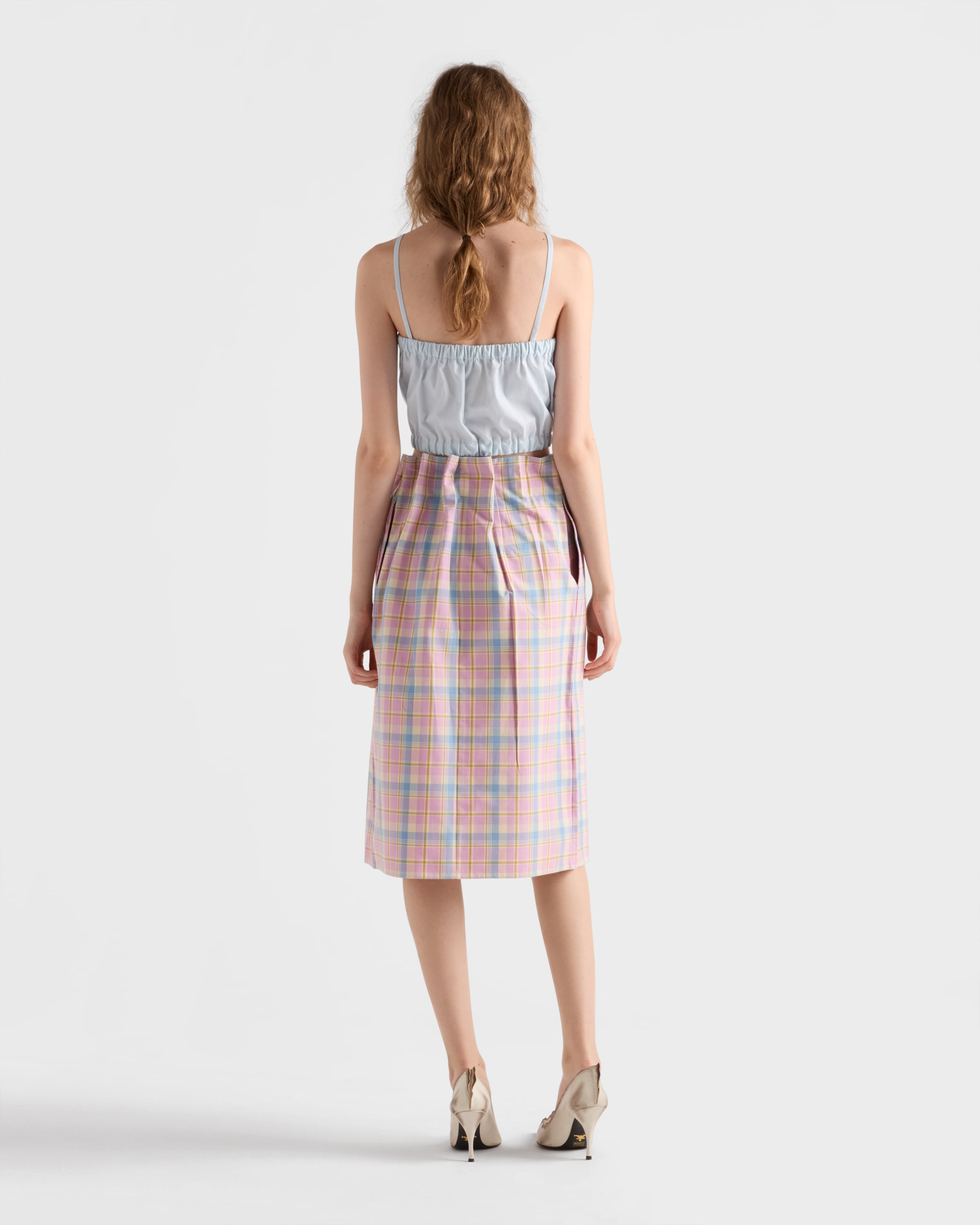 Checked cotton midi skirt - 5