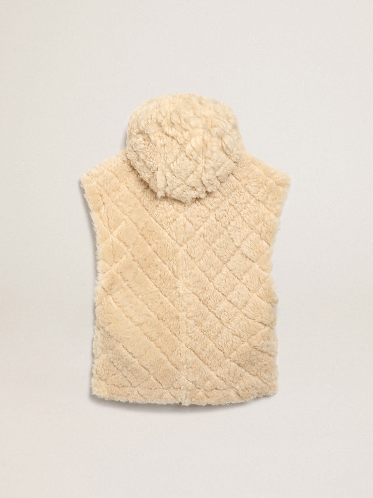 Women's reversible sheepskin vest in ecru - 7