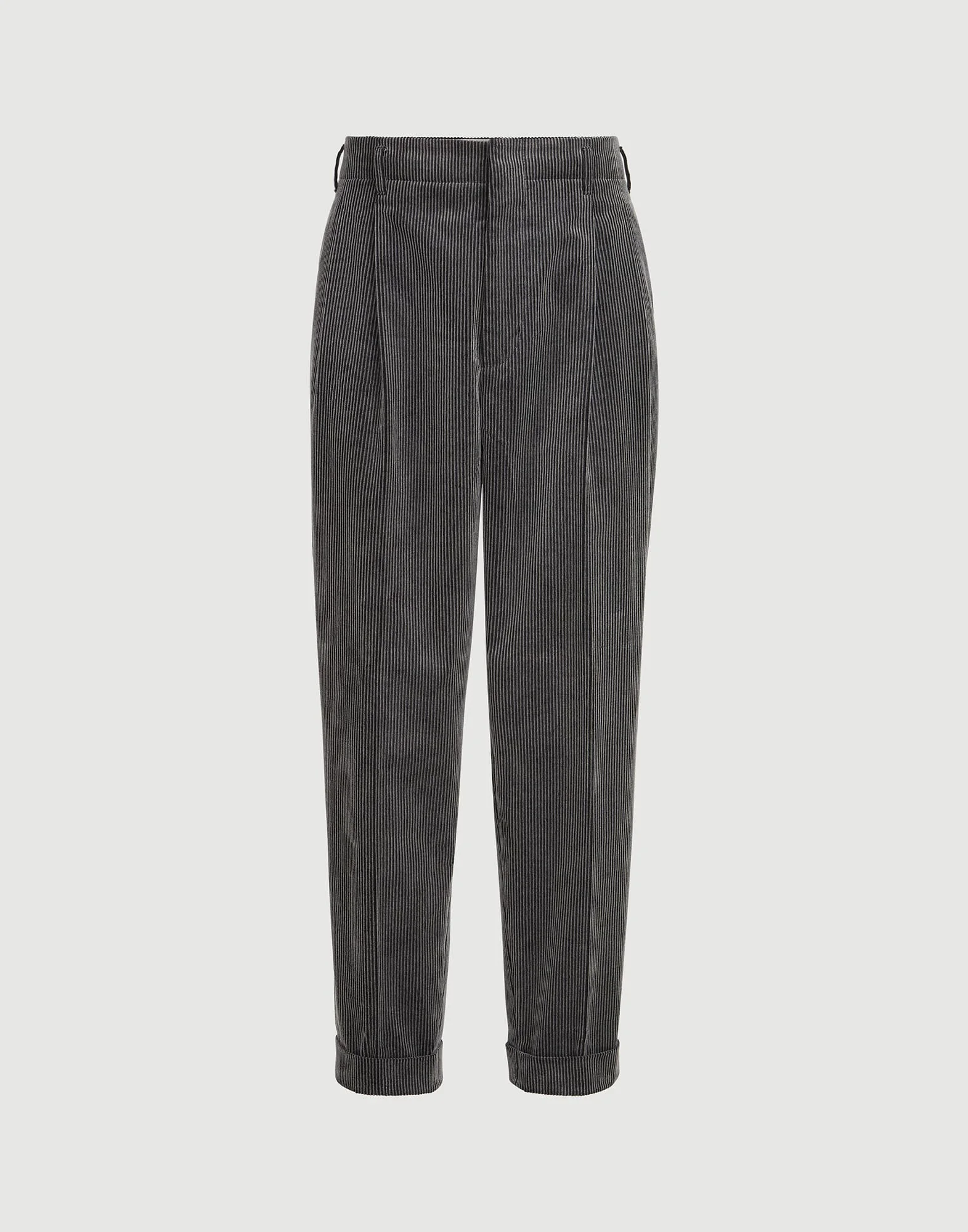 Frosted cotton corduroy trousers with double pleats - 1