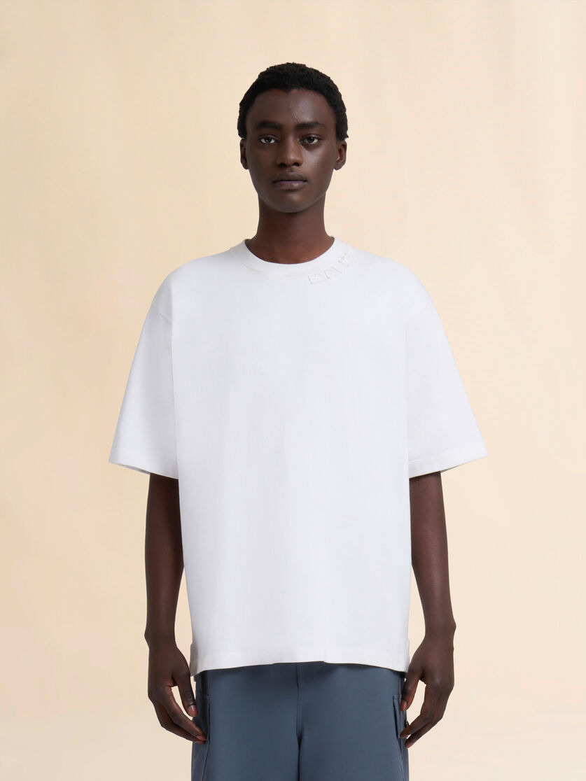 WHITE ORGANIC COTTON OVERSIZED T-SHIRT WITH MARNI PATCHES - 2