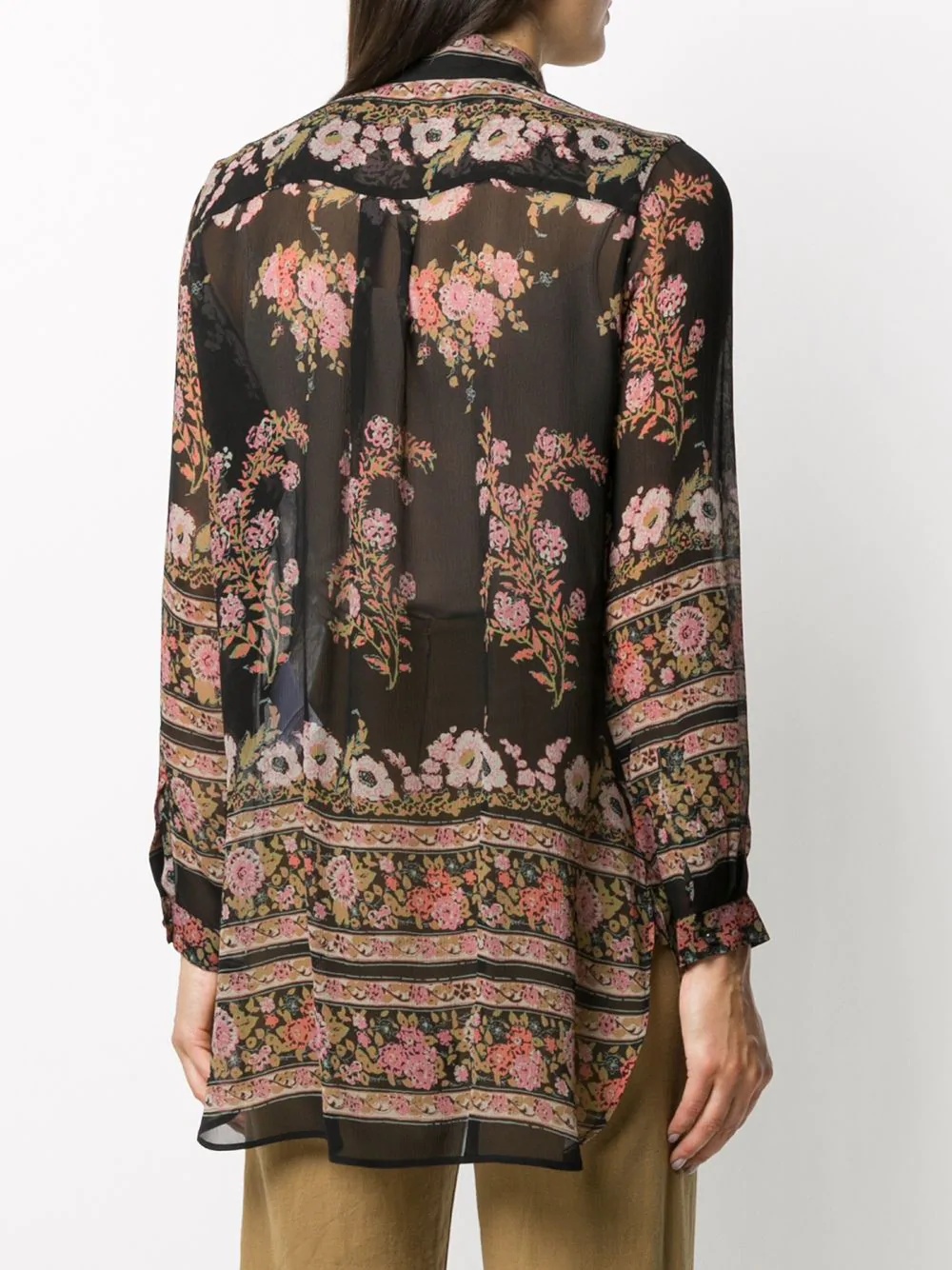 floral-print silk blouse - 4