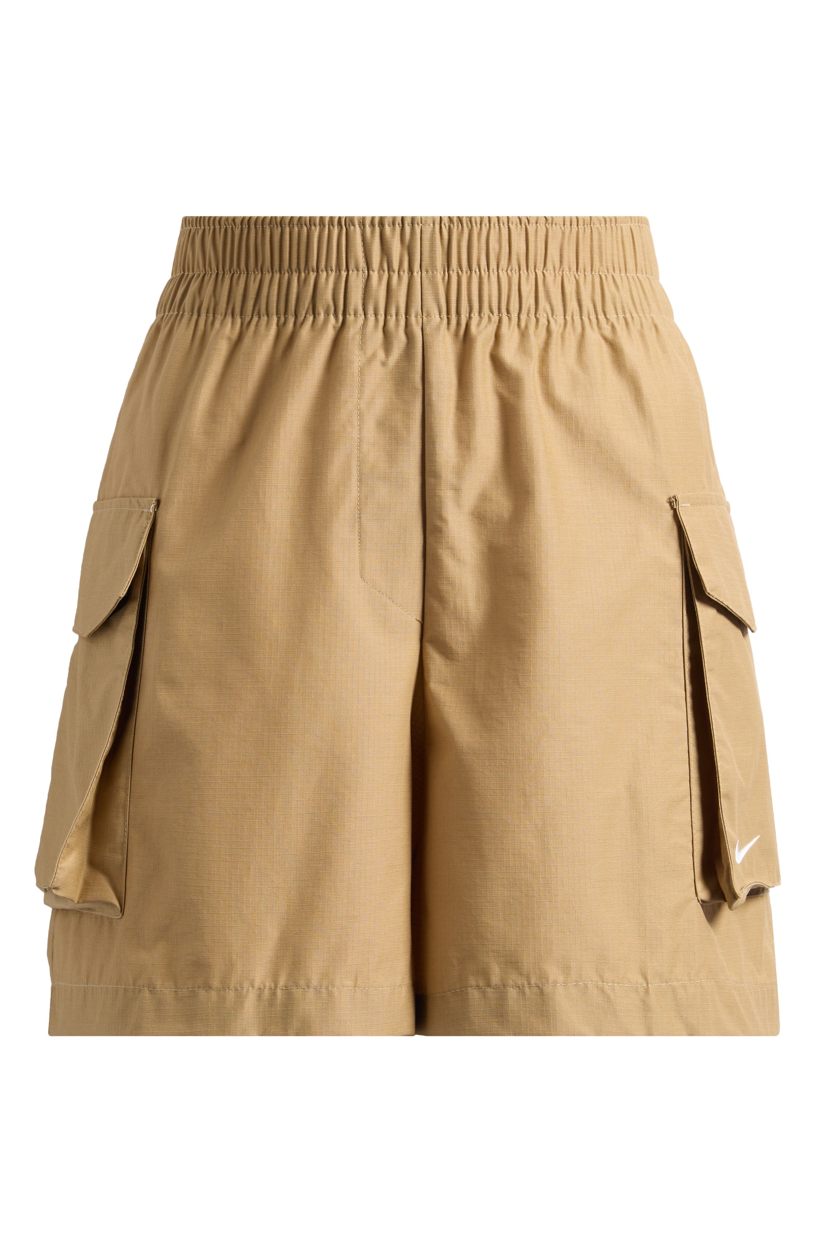 Nike Sportswear Essential Woven High Waist 5-Inch Cargo Shorts in Parachute Beige/White at Nordstrom - 5