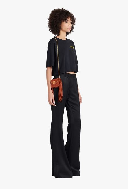 Balmain x Netflix -Fringed terracotta suede mini card holder - 9