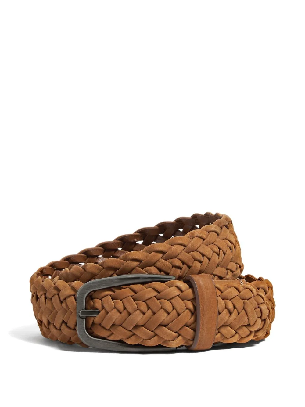 braided leather belt - 1