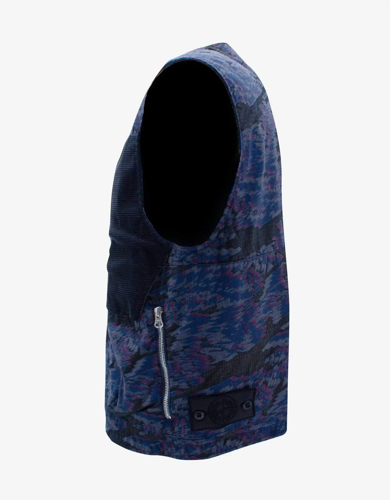 Stone Island Shadow Project Blue Dévoré Utility Vest - 3