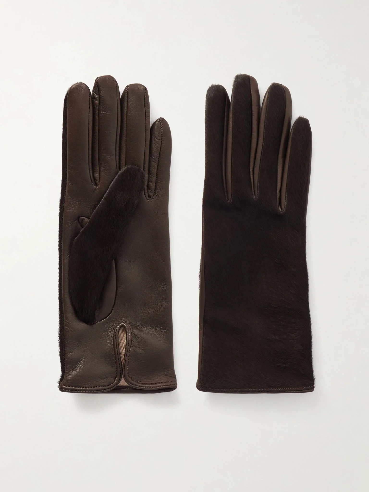 Calf hair and leather gloves Brown - 1