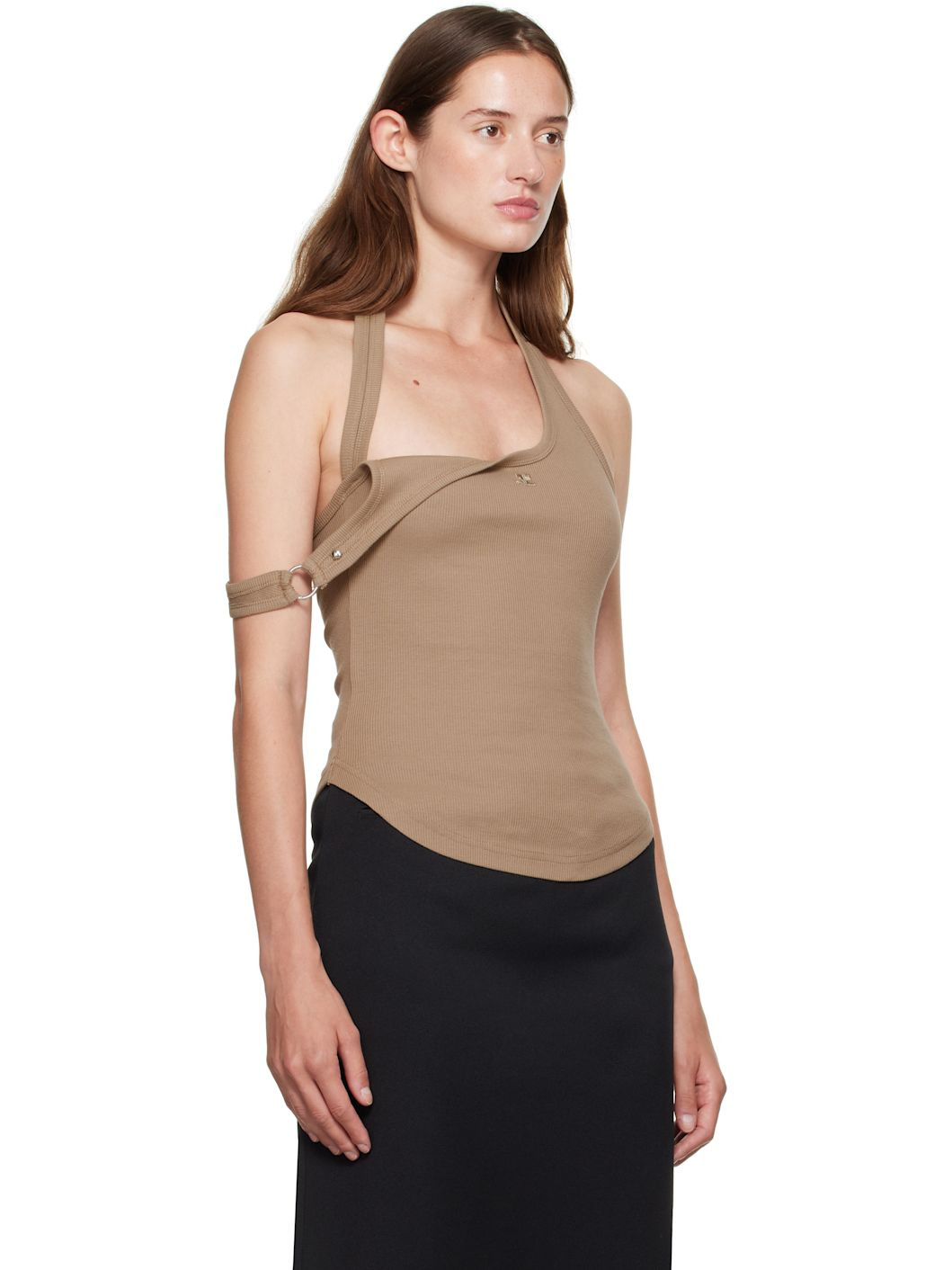 Taupe Asymmetric Buckle Tank Top - 2