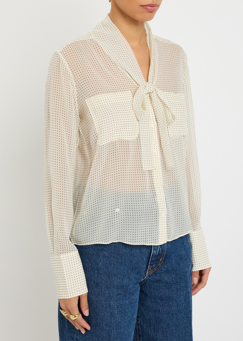 FRAME Frame Polka-dot Tie-neck Silk Blouse outlook