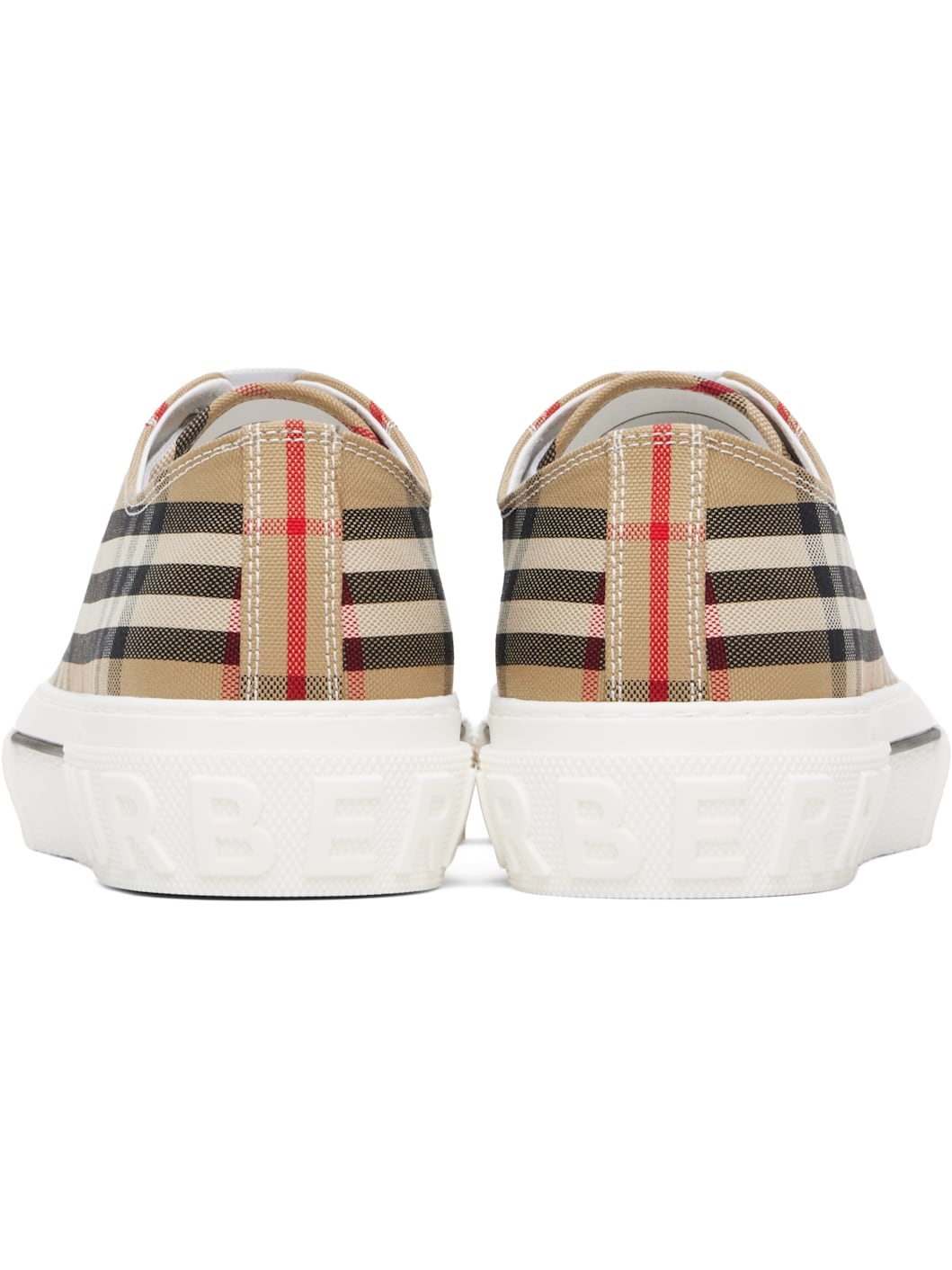 Beige Check Sneakers - 2