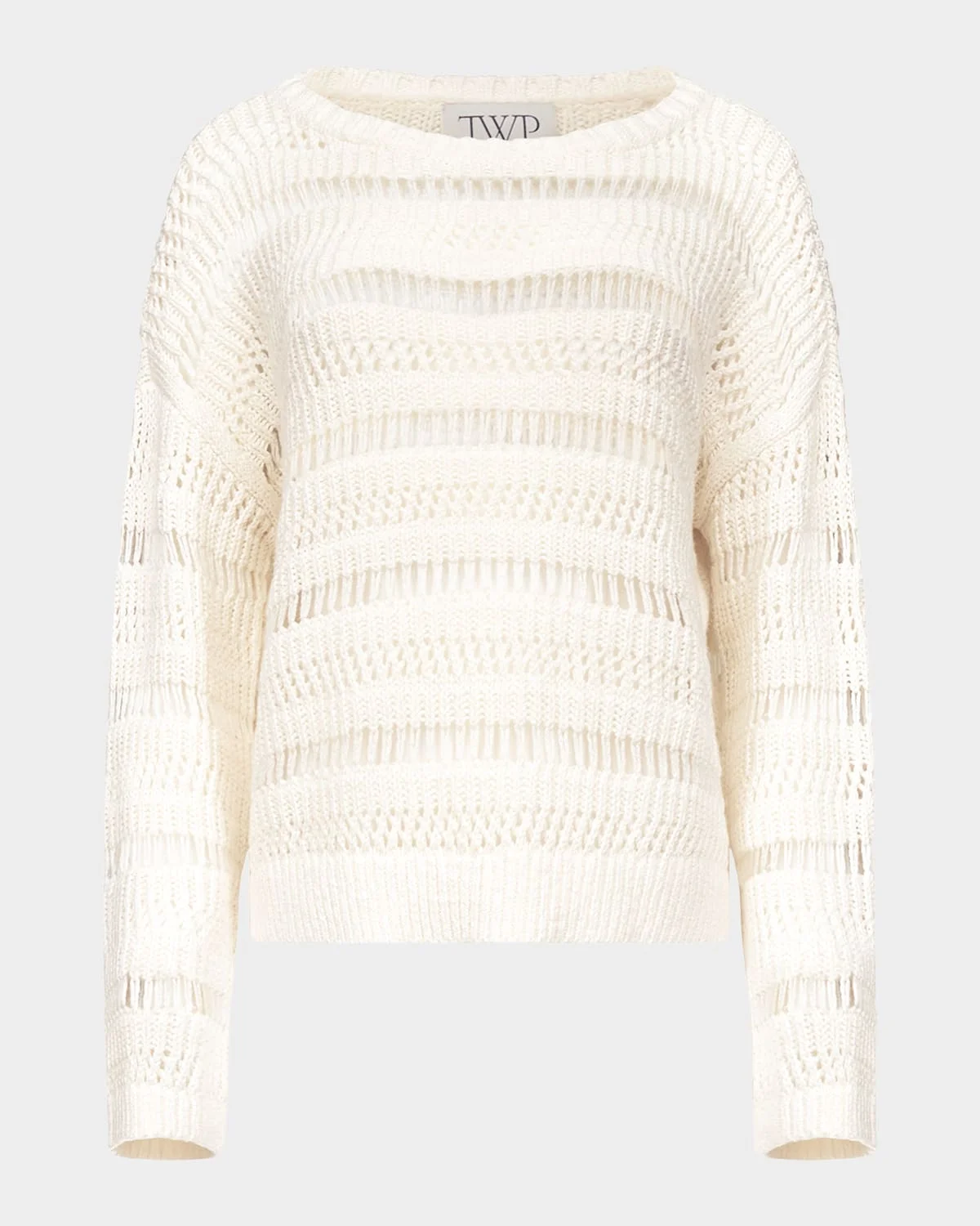 Wide-Neck Open Stitch Sweater - 1