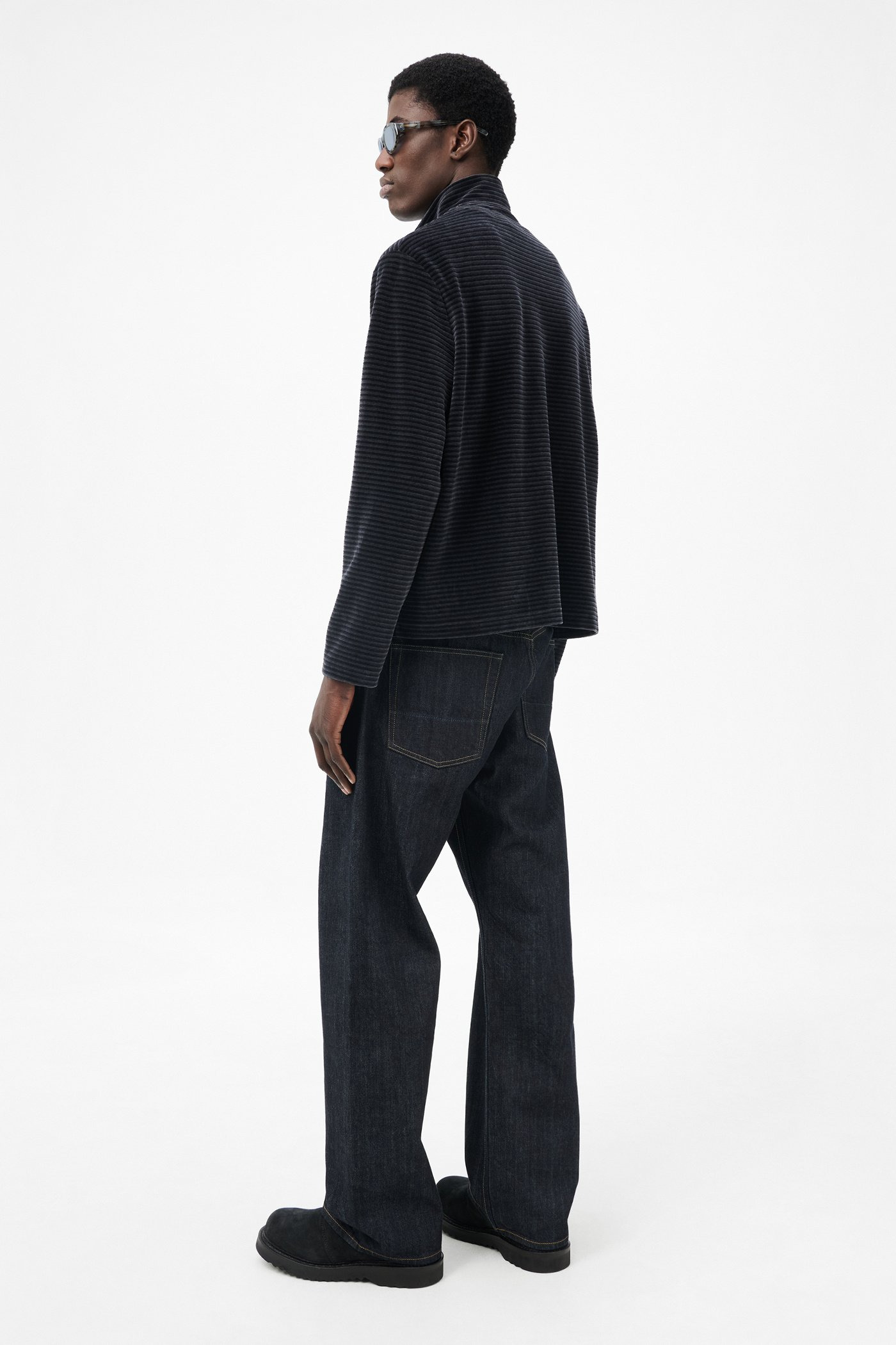 Shrunken Fullzip Polo Phantom Stripe Velour - 5