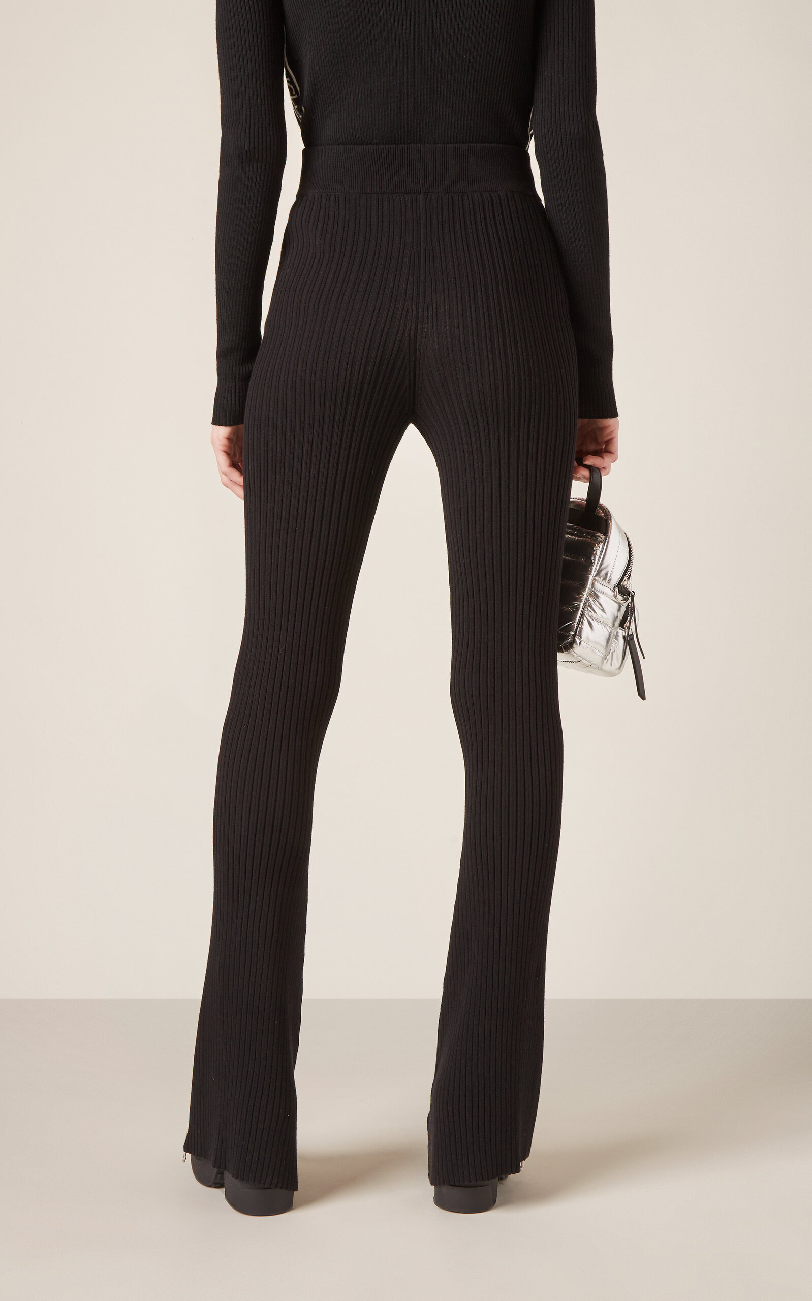 Zipped Flared-Leg Knit Ski Pants black - 4