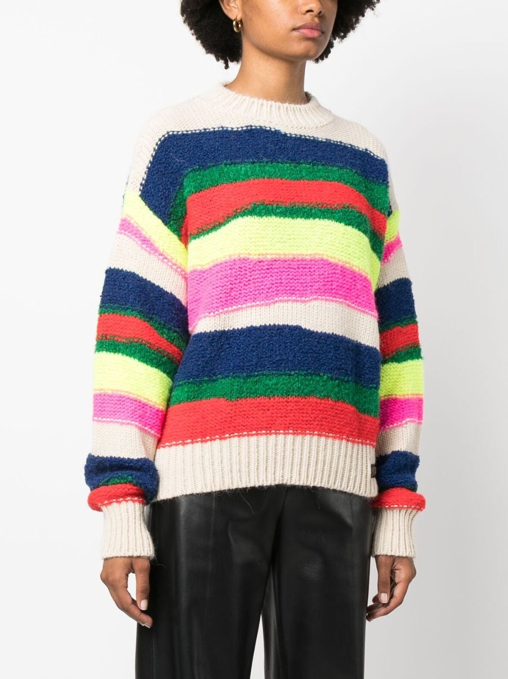 horizontal-stripe chunky-knit jumper - 3