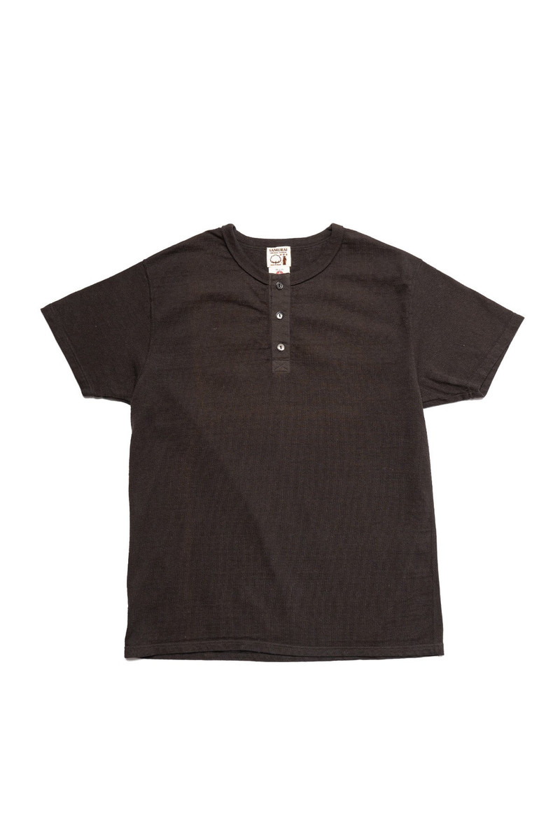 Japanese Cotton Henley - Kuromame 1