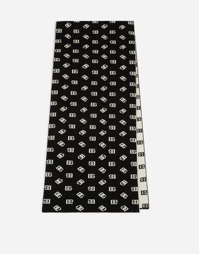 Dolce & Gabbana Wool and cashmere jacquard scarf with DG logo outlook