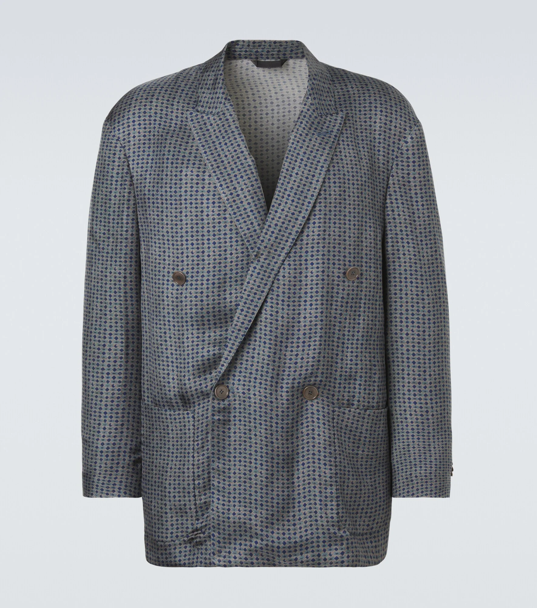 Printed double-breasted blazer - 1