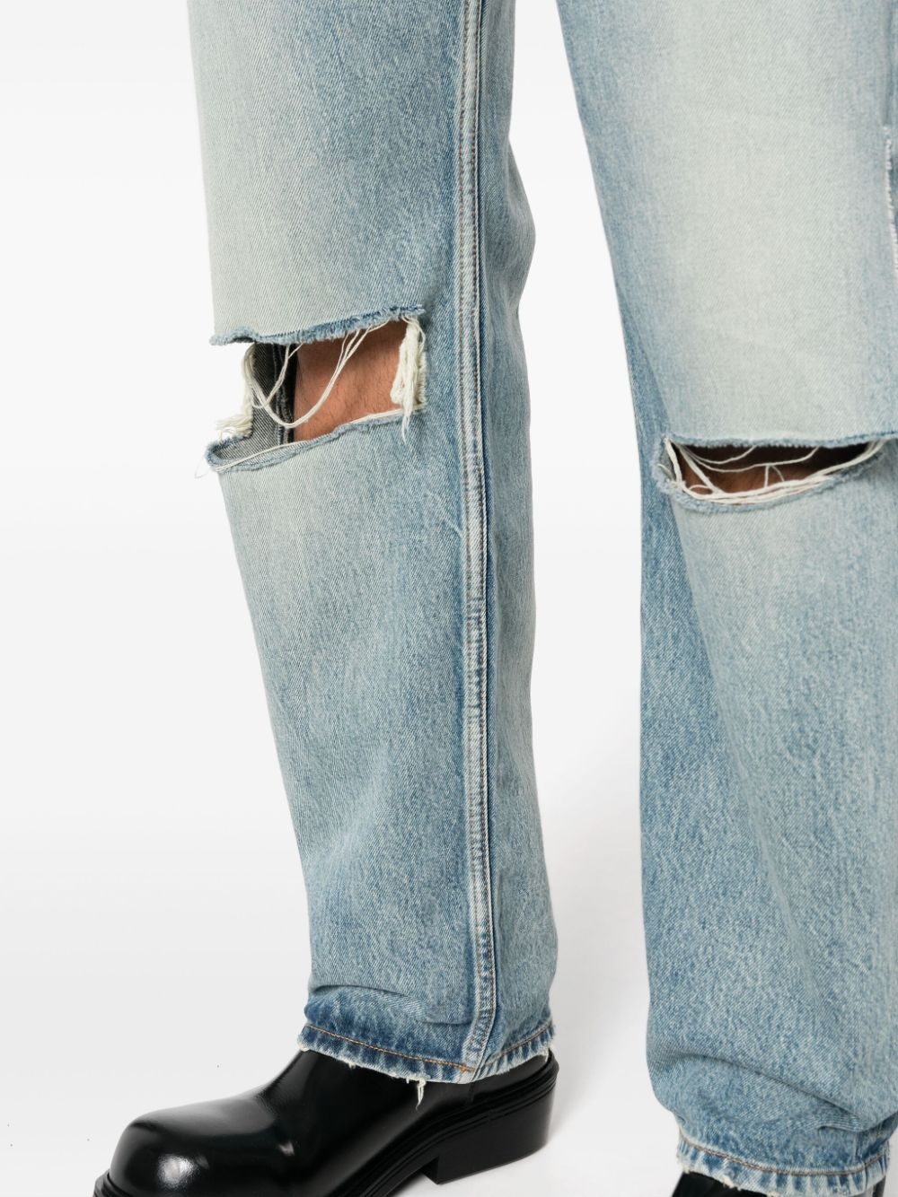distressed low-rise wide-leg jeans - 6