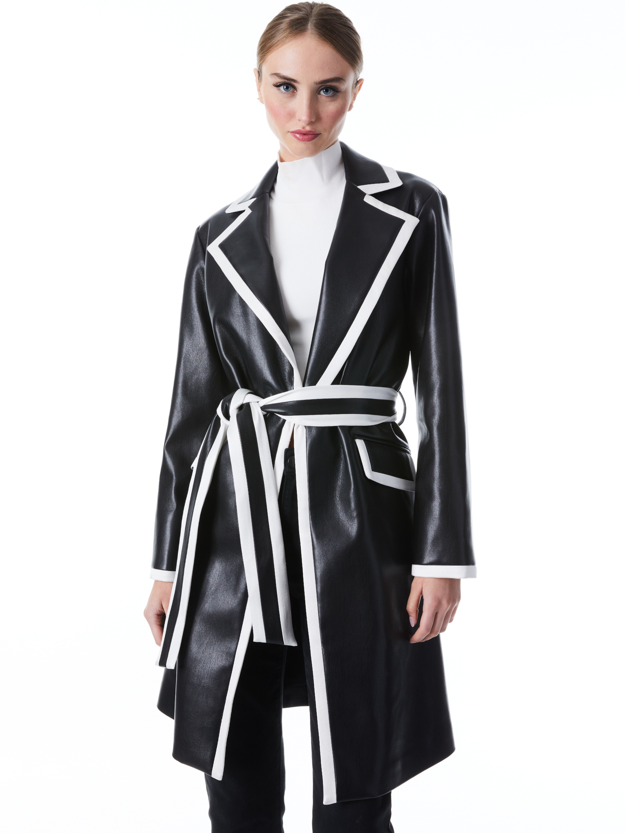 SABRA COMBINATION VEGAN LEATHER TRENCH COAT - 2