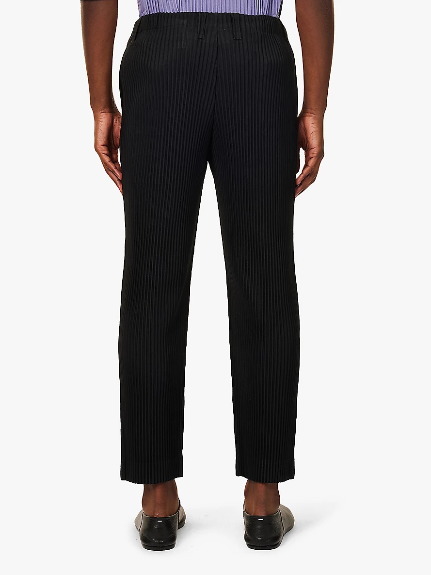 Pleated belt loops tapered leg relaxed-fit knitted trousers - 4