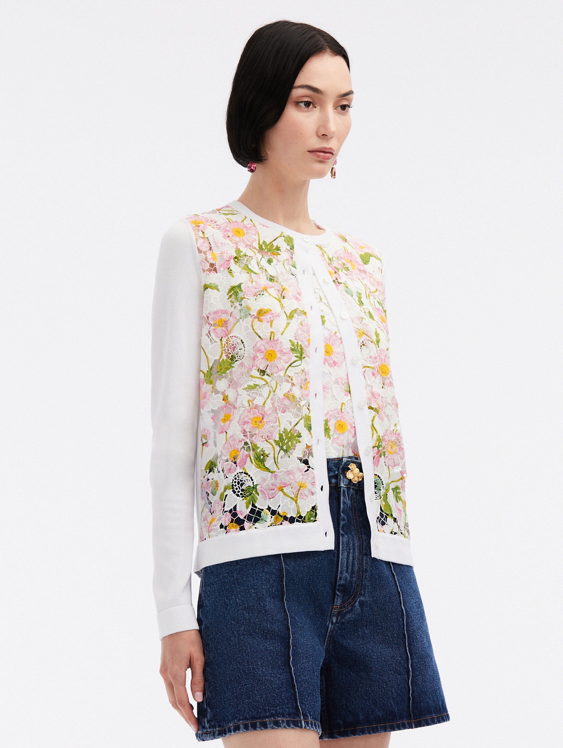 MIXED BOTANICAL PRINTED INSET CARDIGAN - 3