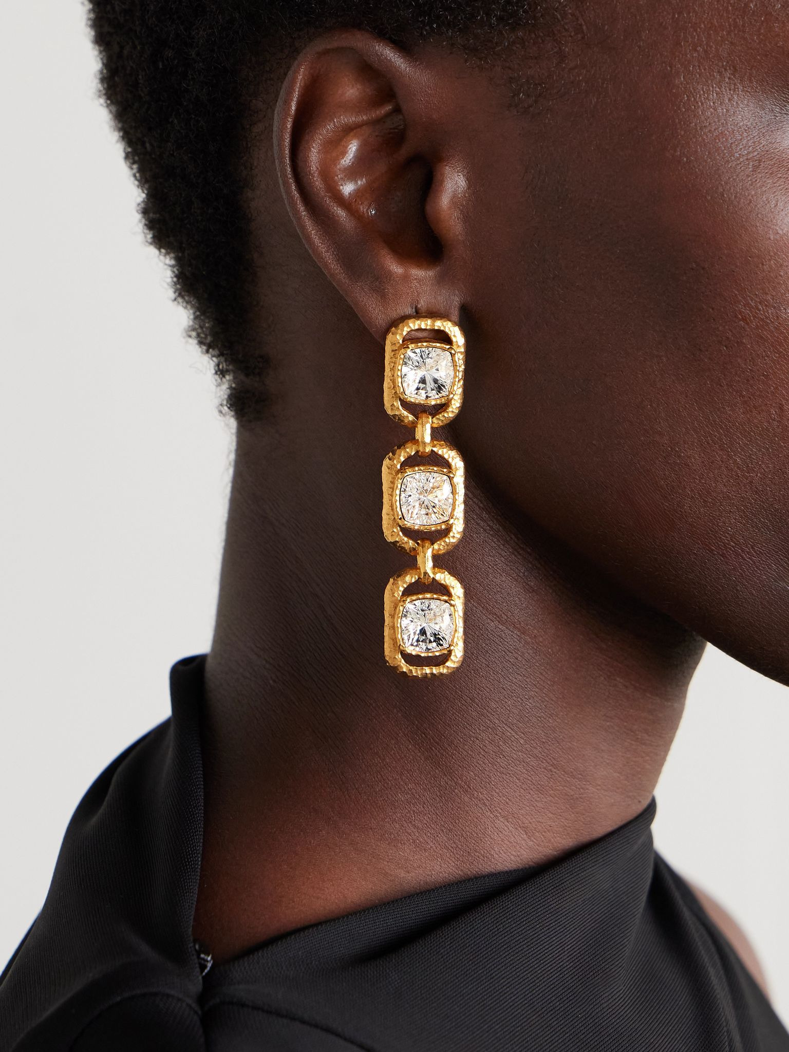 Gold-tone crystal clip earrings Gold - 2