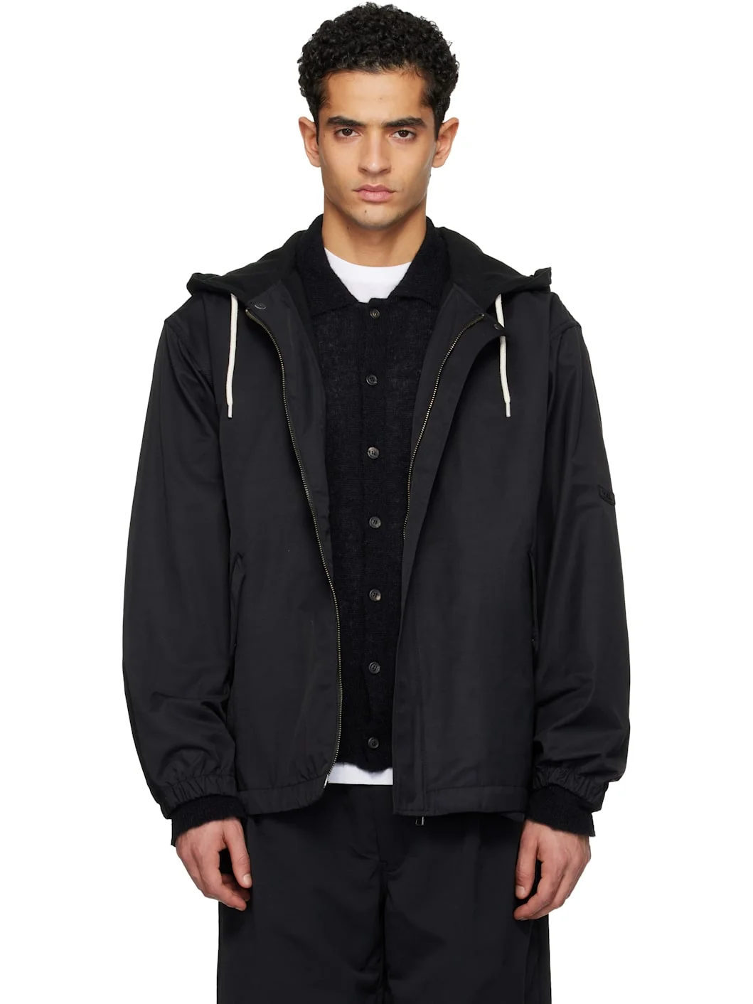 Black OOAL Nylon Twill Hooded Jacket - 1