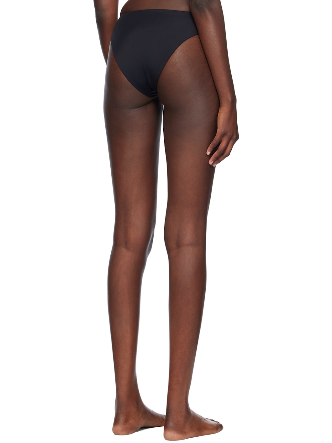 Black High Leg Bikini Bottom - 3